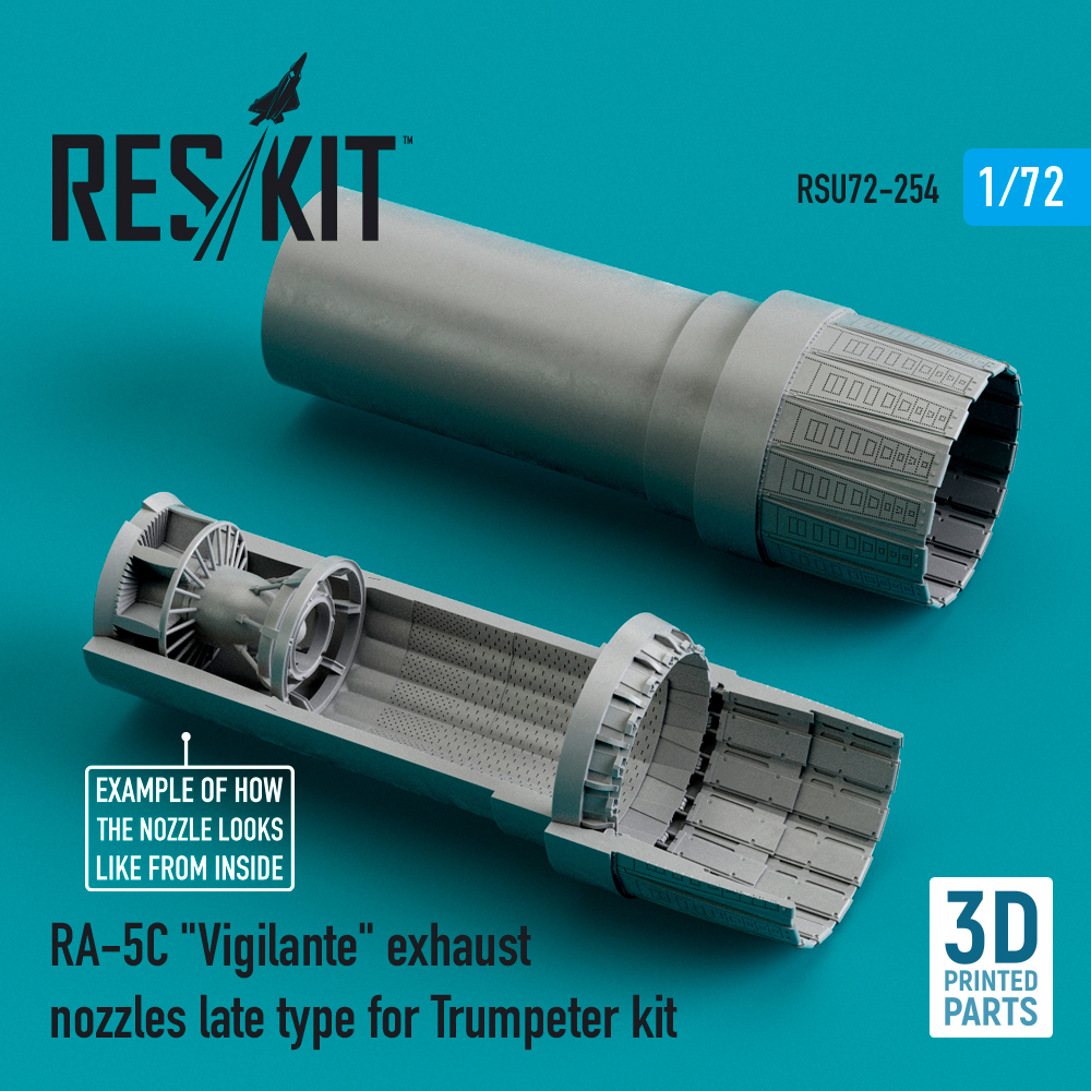 Additions (3D resin printing) 1/72 North-American RA-5C Vigilante exhaust nozzles late type (ResKit)