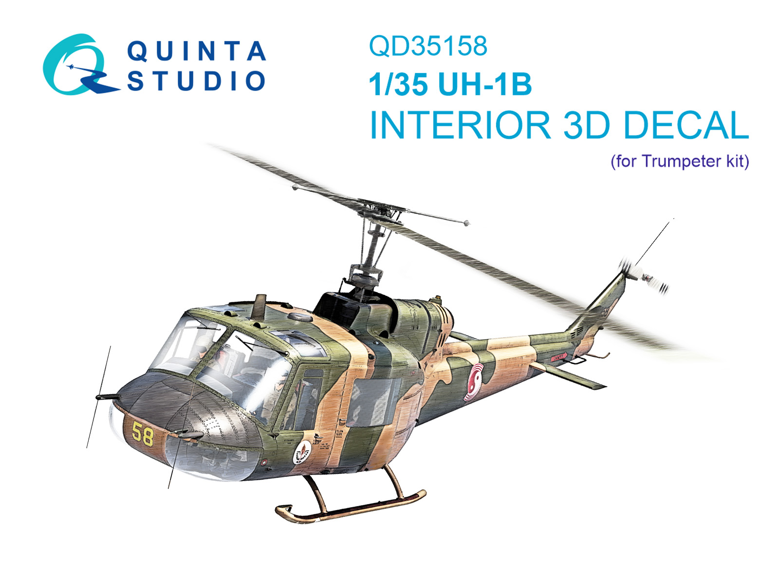 UH-1B 3D-Printed & coloured Interior on decal paper (Trumpeter)