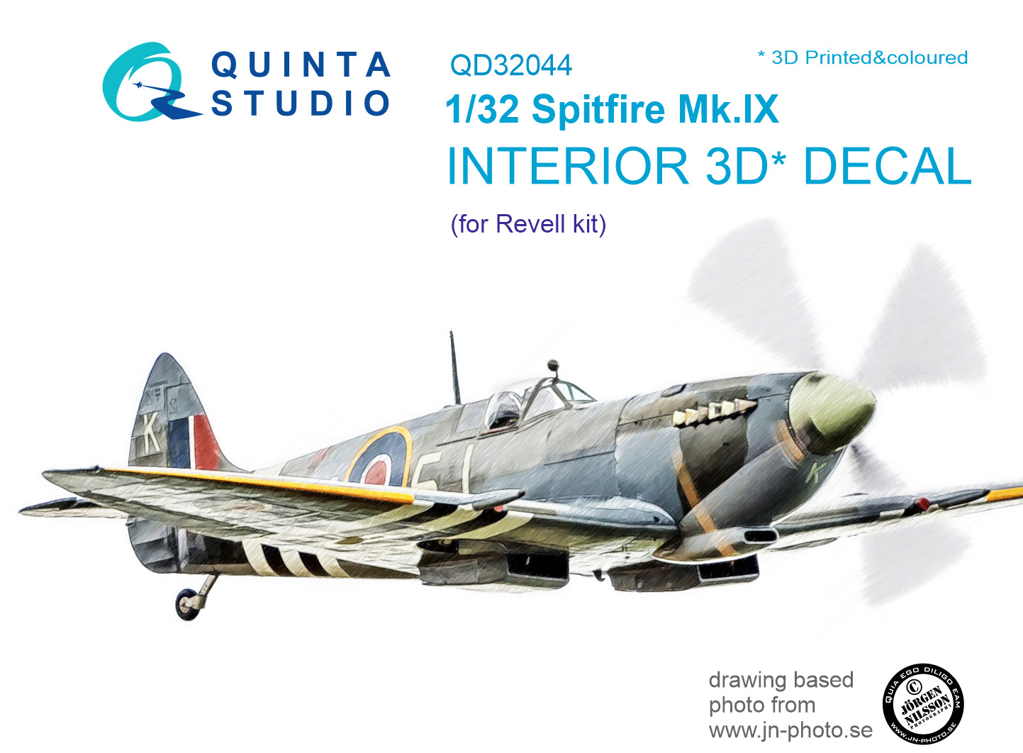 Spitfire Mk. IX 3D-Printed & coloured Interior on decal paper (for Revell  kit)
