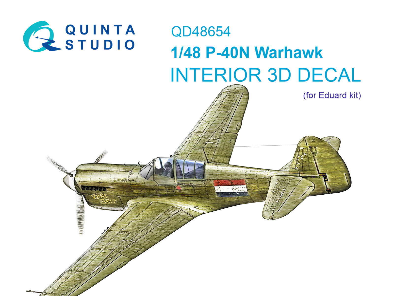 P-40N Warhawk 3D-Printed & coloured Interior on decal paper (Eduard)