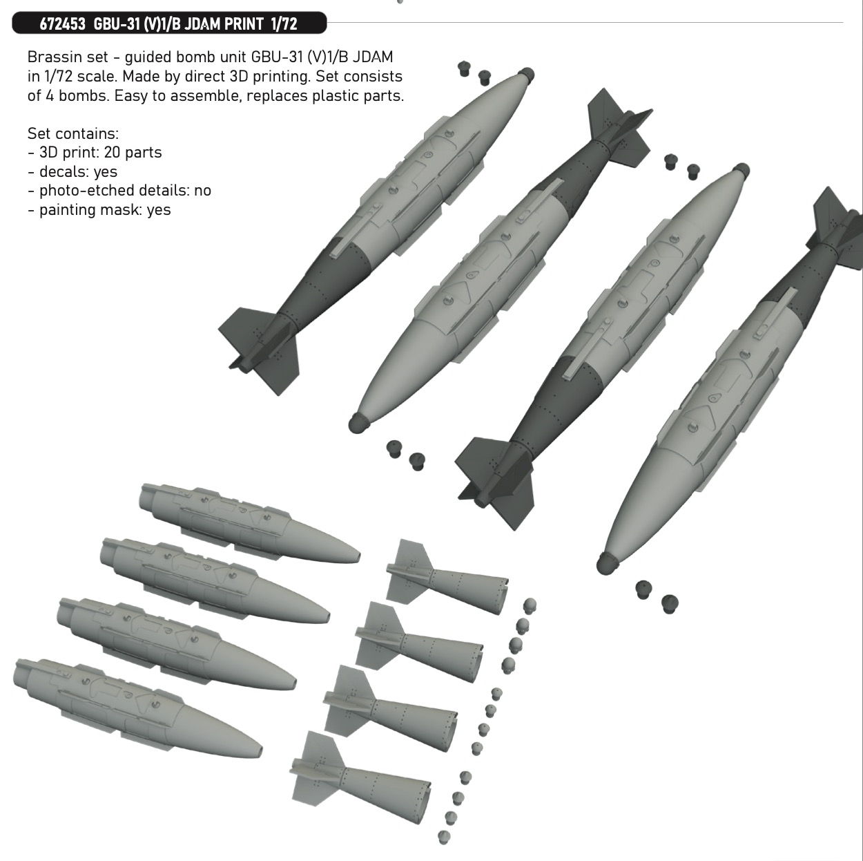 Additions (3D resin printing) 1/72 Guided bomb unit GBU-31 (V)1/B JDAM