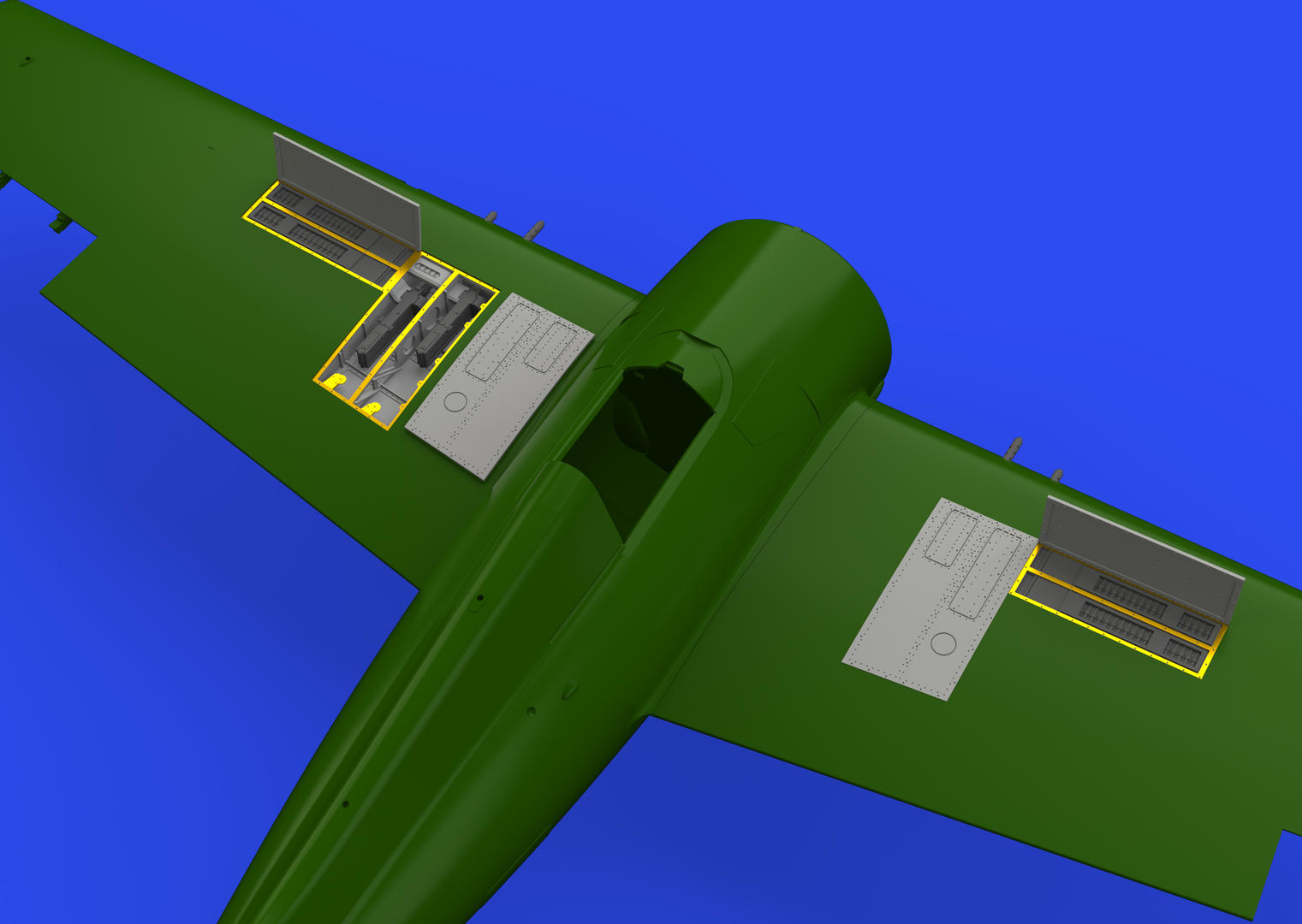 Additions (3D resin printing) 1/48       Grumman F4F-3 Wildcat gun bays 3D-Printed (designed to be used with Eduard kits) 