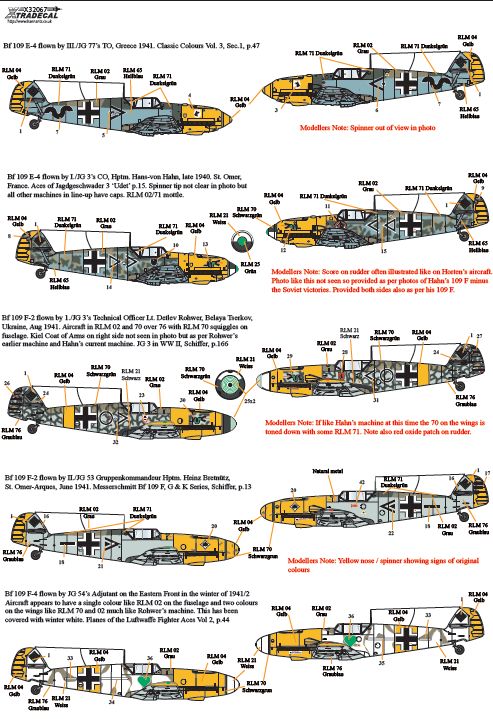 Decal 1/32 Messerschmitt Bf-109s with Stab markings Pt 2 (8) (Xtradecal)