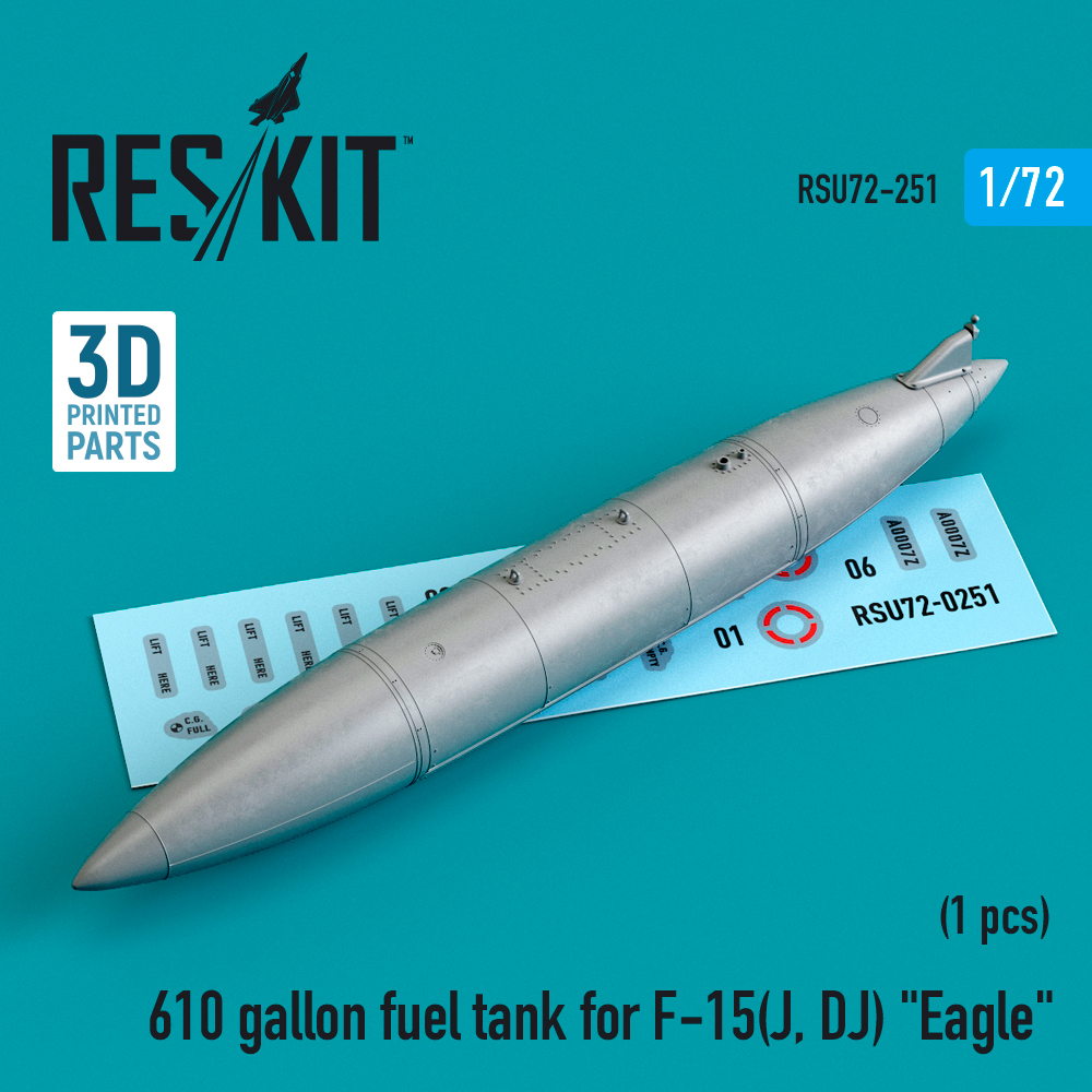 Additions (3D resin printing) 1/72 610 gallon fuel tank for McDonnell F-15(J, DJ) "Eagle" (ResKit)