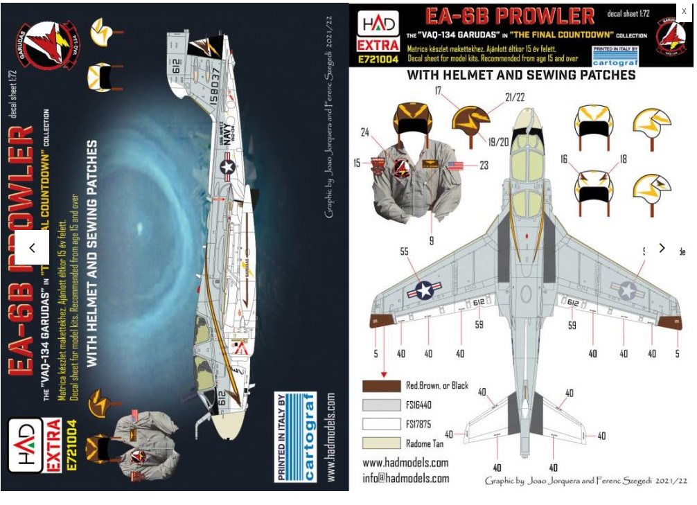 Decal 1/72 EA-6B Prowler 'Final Countdown Movie'  (HAD)