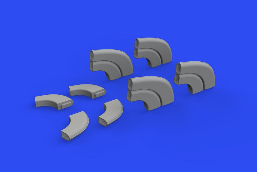 Additions (3D resin printing) 1/48  Yakovlev Yak-9D exhaust stacks 3D-Printed (designed to be used with Zvezda kits)
