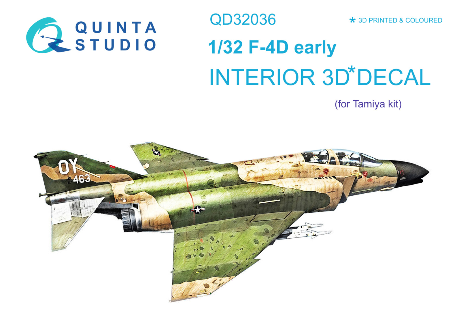F-4D 3D-Printed & coloured Interior on decal paper (Tamiya)