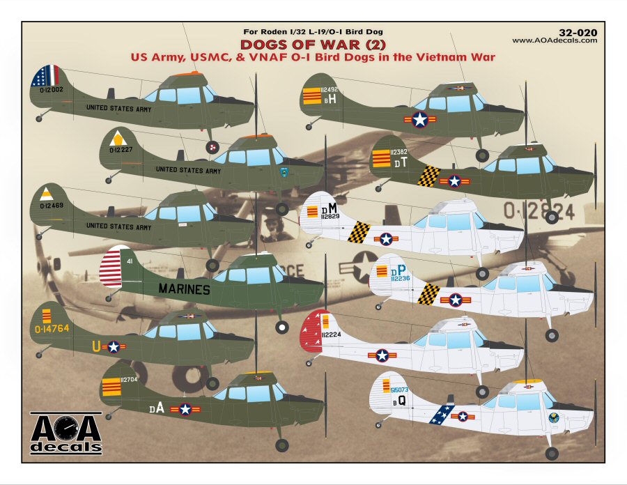 Decal 1/32      Dogs of War (2) - U.S. Army/USMC/VNAF Cessna O-1A Bird Dogs in the Vietnam War (AOA Decals)