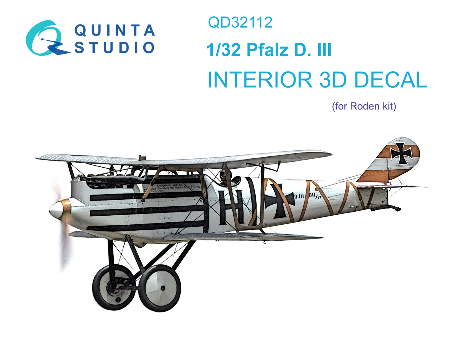 Pfalz D.III 3D-Printed & coloured Interior on decal paper (Roden)