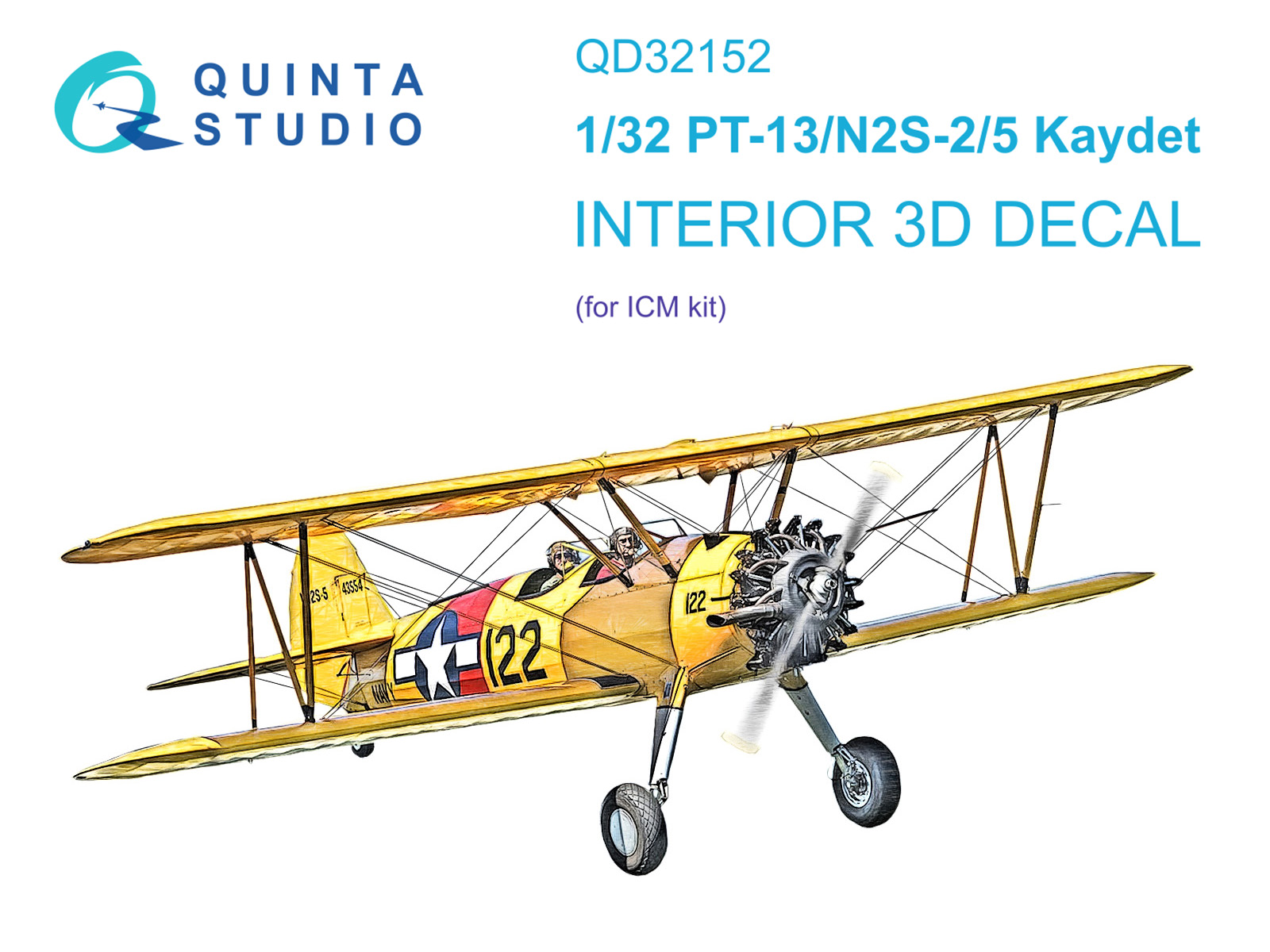 PT-13/N2S-2/5 Kaydet 3D-Printed & coloured Interior on decal paper (ICM)