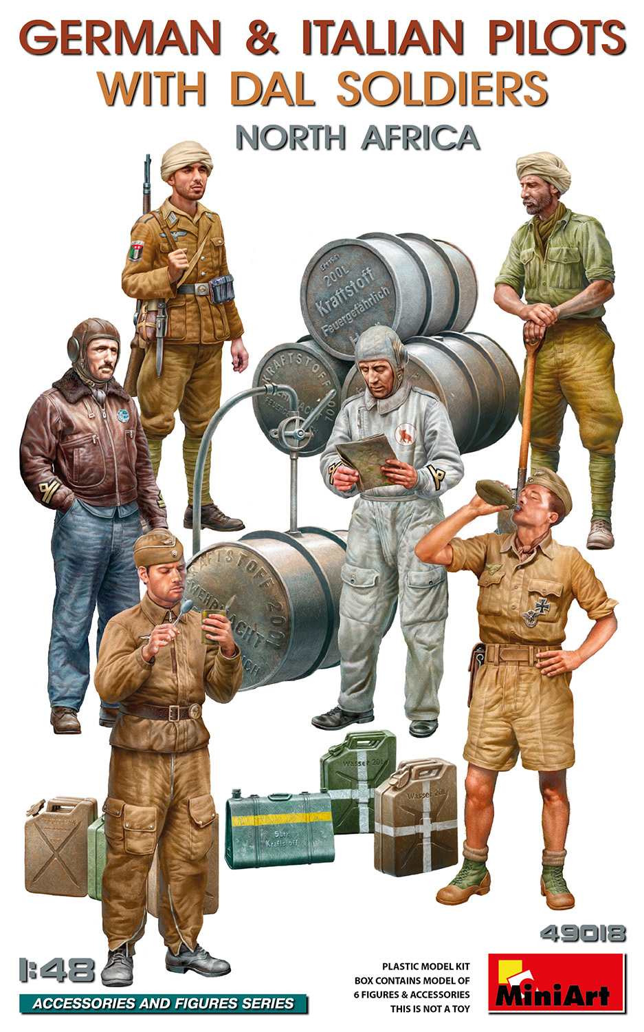 Figures (resin) 1/48 German&Italian Pilots w/ Dal Soldiers (6 fig) (MiniArt)