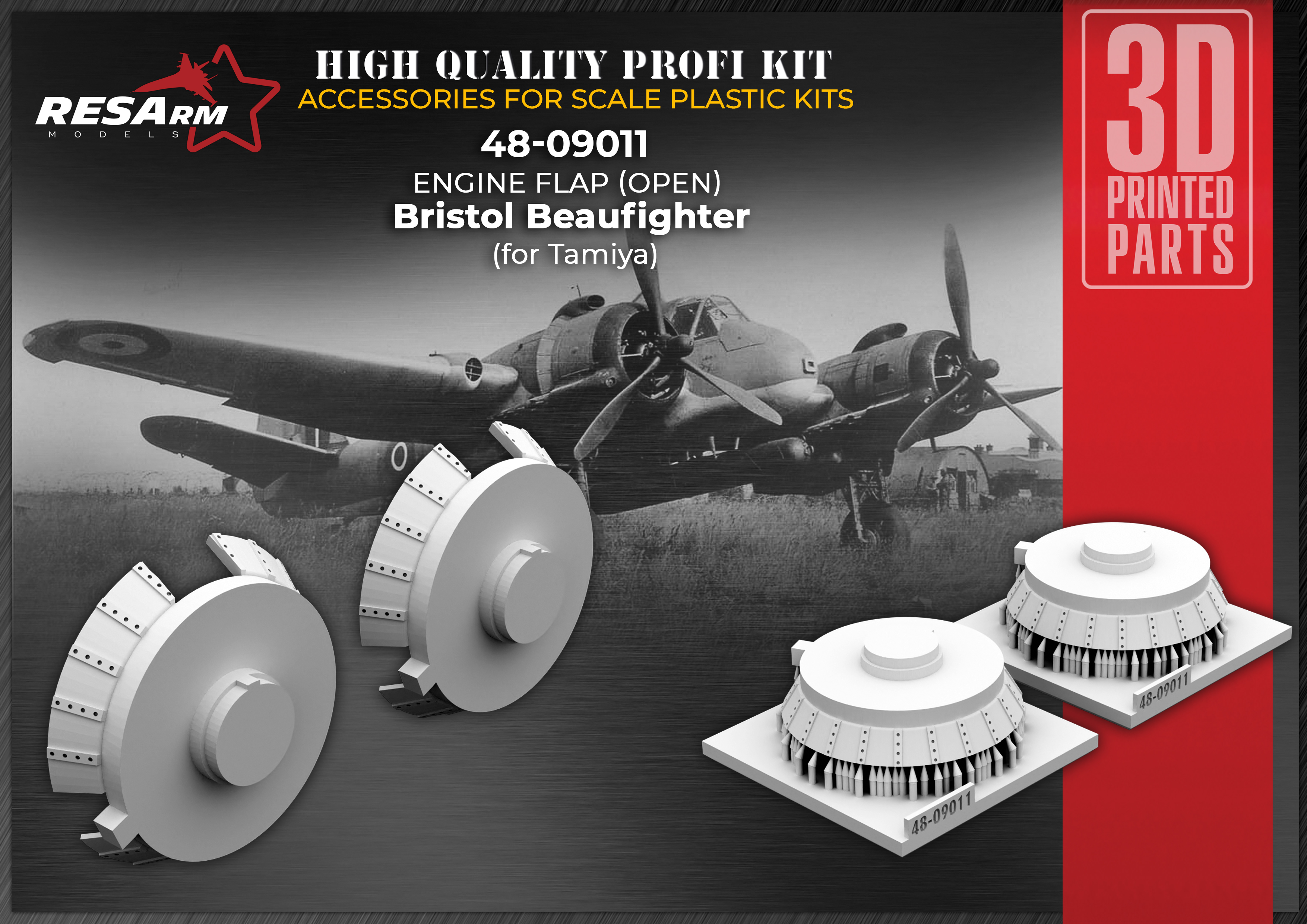 Additions (3D resin printing) 1/48 Blinds v2 BRISTOL BEAUFIGHTER (RESArm)