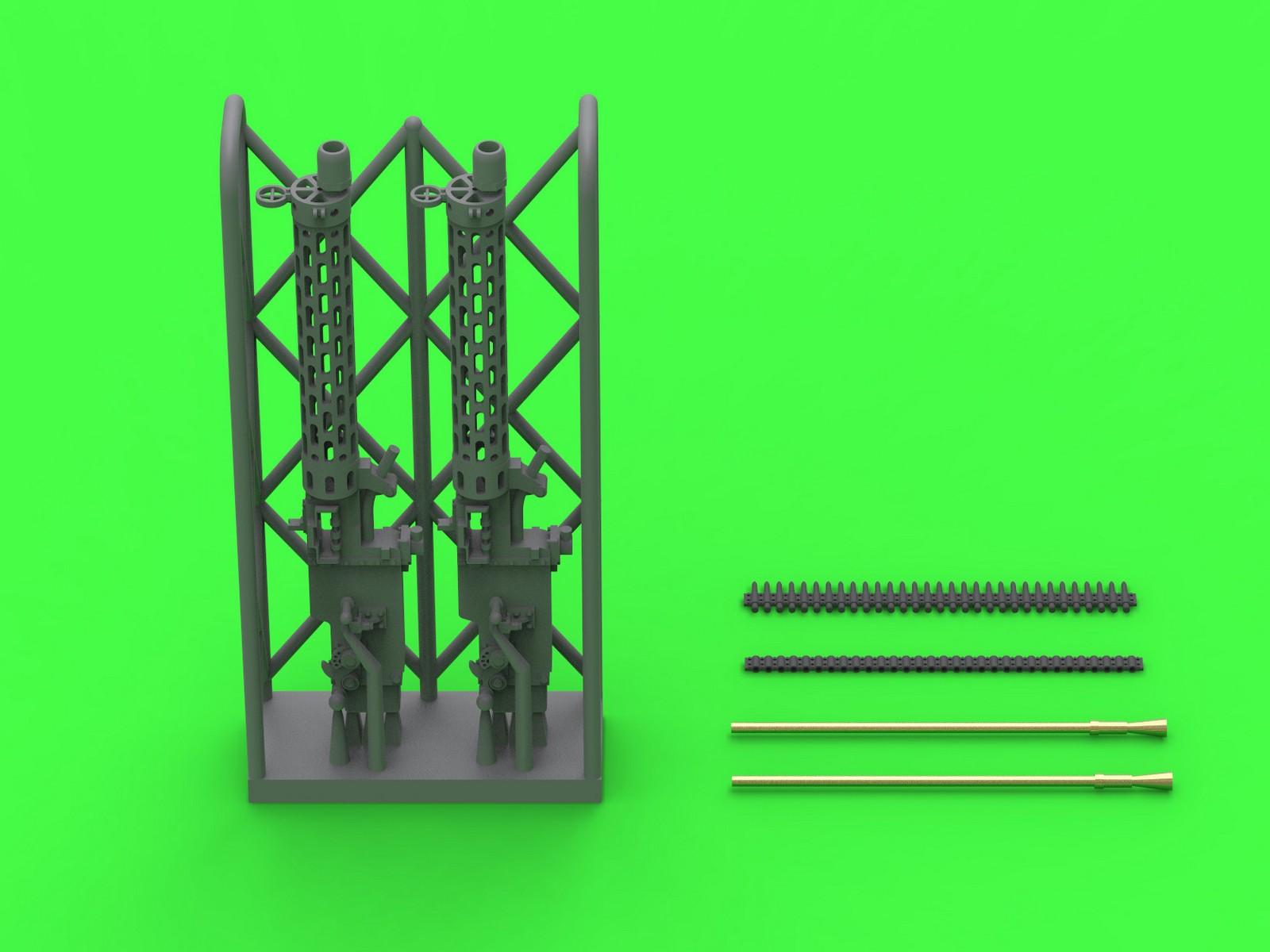 Aircraft detailing sets (resin) 1/48 German WW I machine gun Spandau LMG 08/15 (2 pcs) - with SHORT charging handle - complete guns incl. 3D resin & brass parts