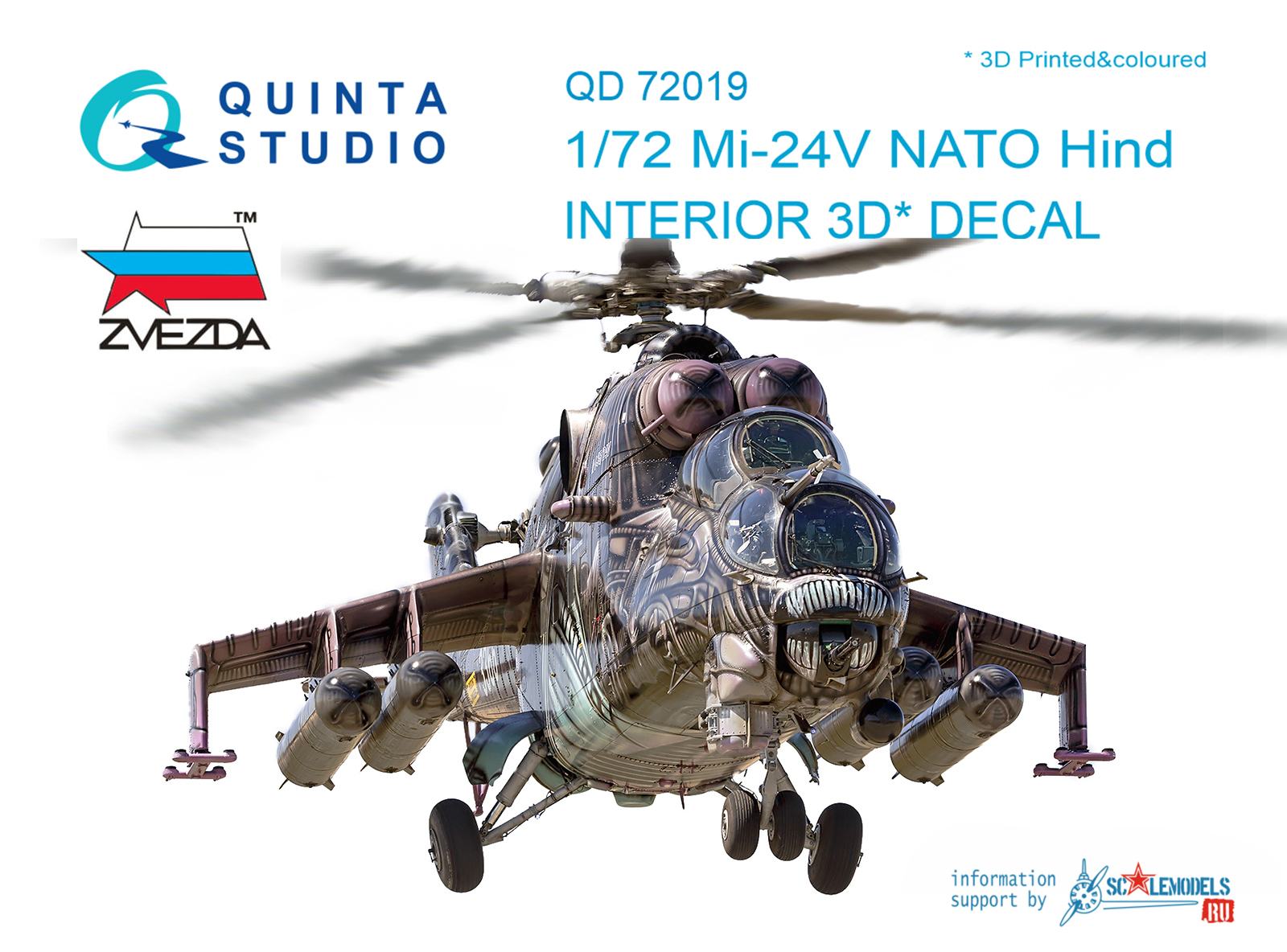Mi-24V NATO (black panels) 3D-Printed & coloured Interior on decal paper  (for Zvezda kit)