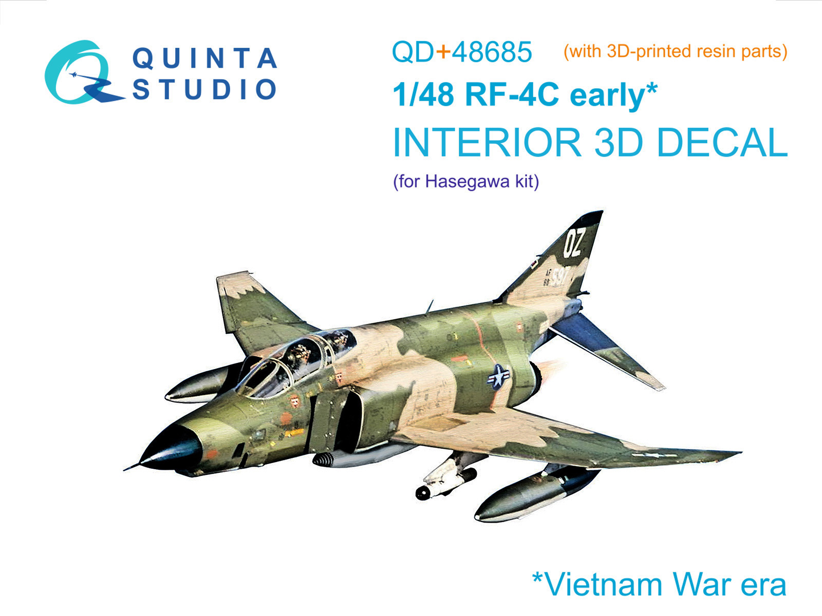 RF-4C Phantom II (early) 3D-Printed & coloured Interior on decal paper (Hasegawa) (with 3D-printed resin parts)