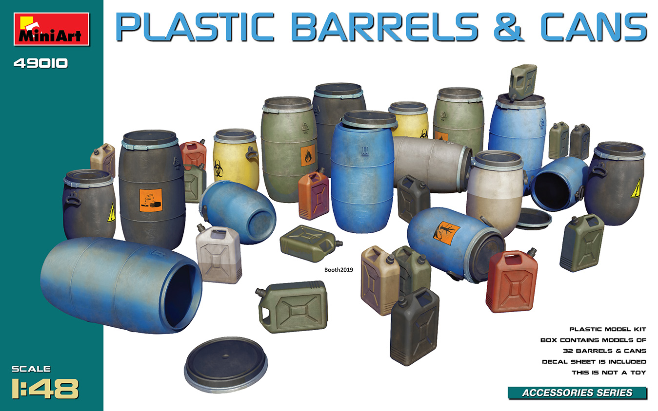 Diorama bases 1/48 Plastic Barrels & Cans (32 pcs., incl. decal) (MiniArt) 