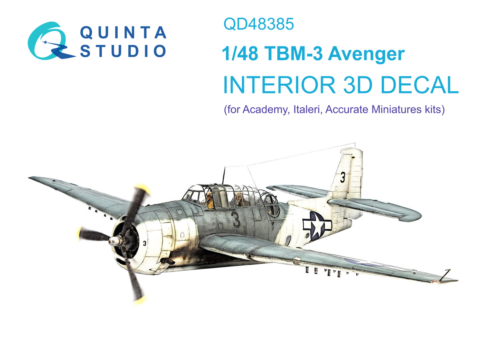 TBM-3 Avenger 3D-Printed & coloured Interior on decal paper (Accurate miniatures/Academy)