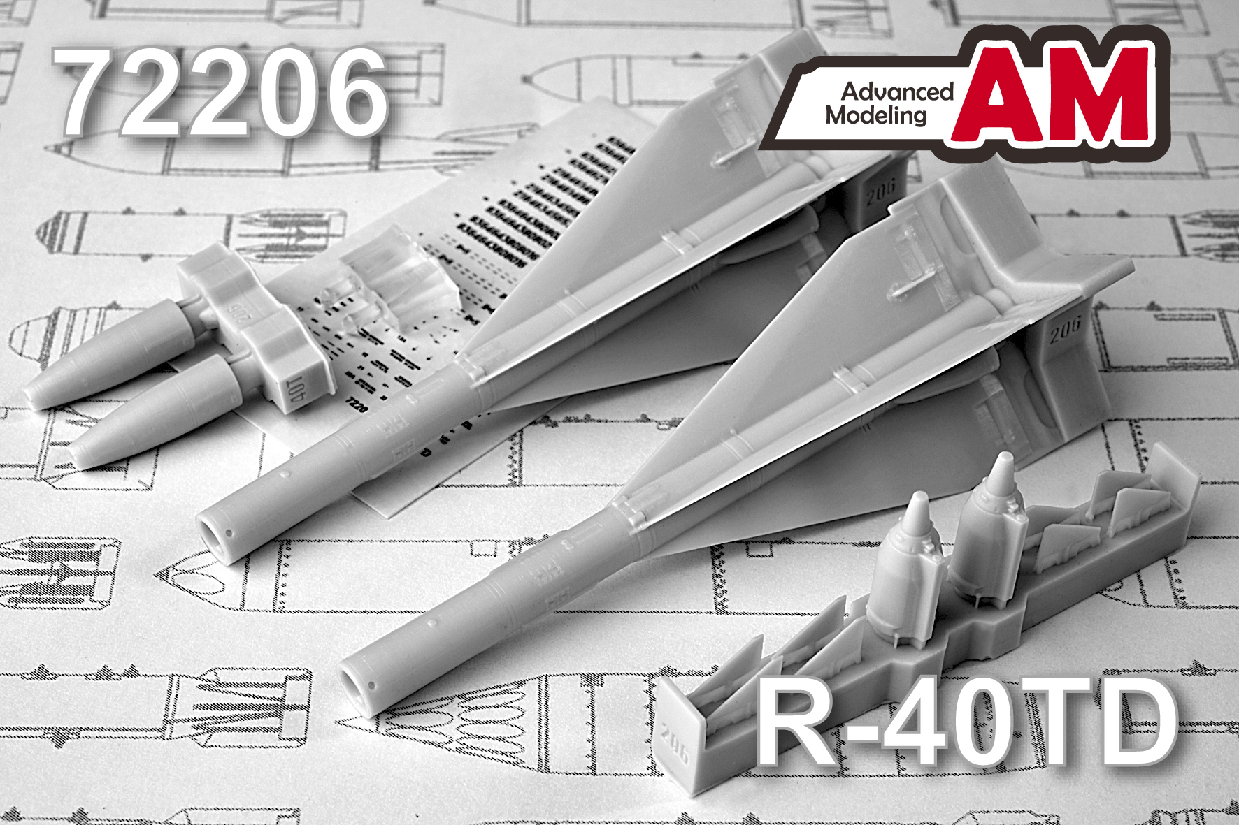 Additions (3D resin printing) 1/72 R-40TD Air to Air missile (Advanced Modeling) 