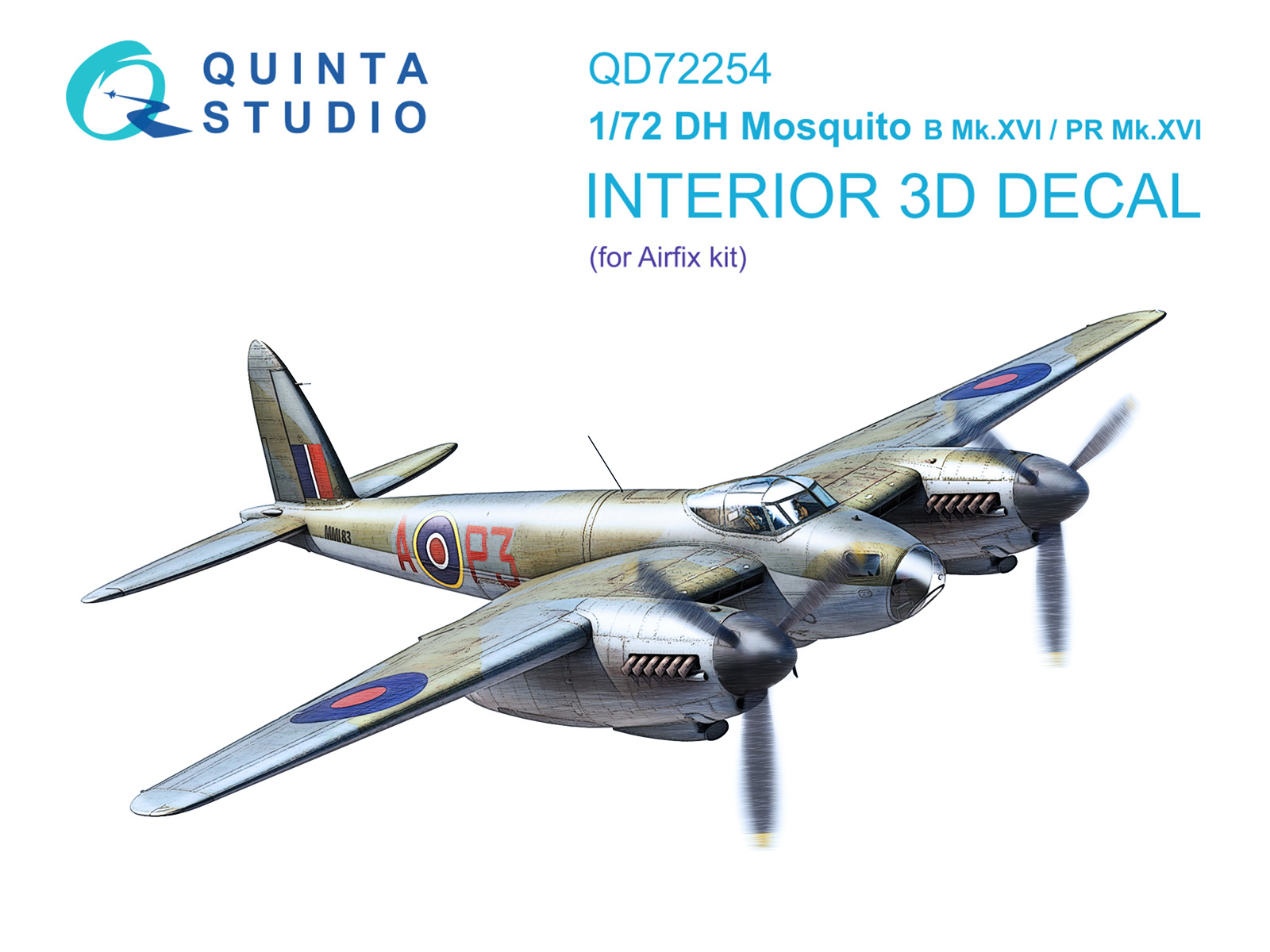 DH Mosquito B Mk.XVI/PR.XVI 3D-Printed & coloured Interior on decal paper (Airfix) (with 3D-printed resin parts)