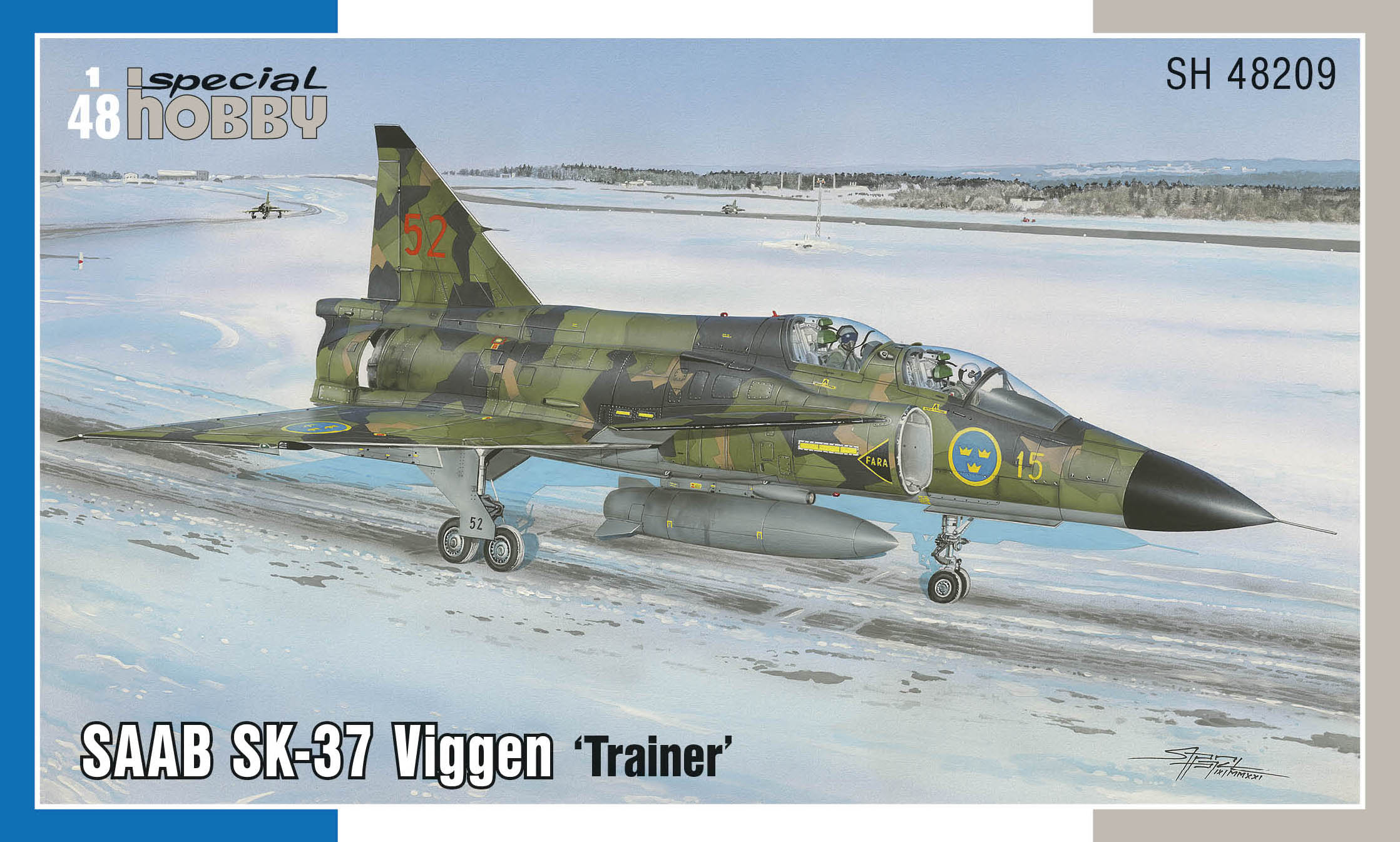 Model kit 1/48 SAAB SK-37 Viggen 'Trainer' (3x camo) (Special Hobby)