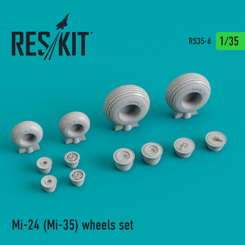 Additions (3D resin printing) 1/35 Mil Mi-24 (Mi-35) wheels set (1/35) (designed to used with Trumpeter kits)