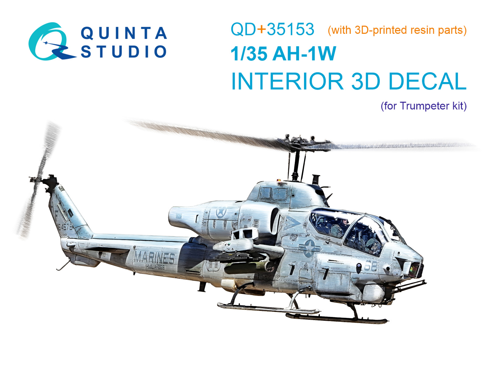AH-1W 3D-Printed & coloured Interior on decal paper (Trumpeter) (with 3D-printed resin parts) 