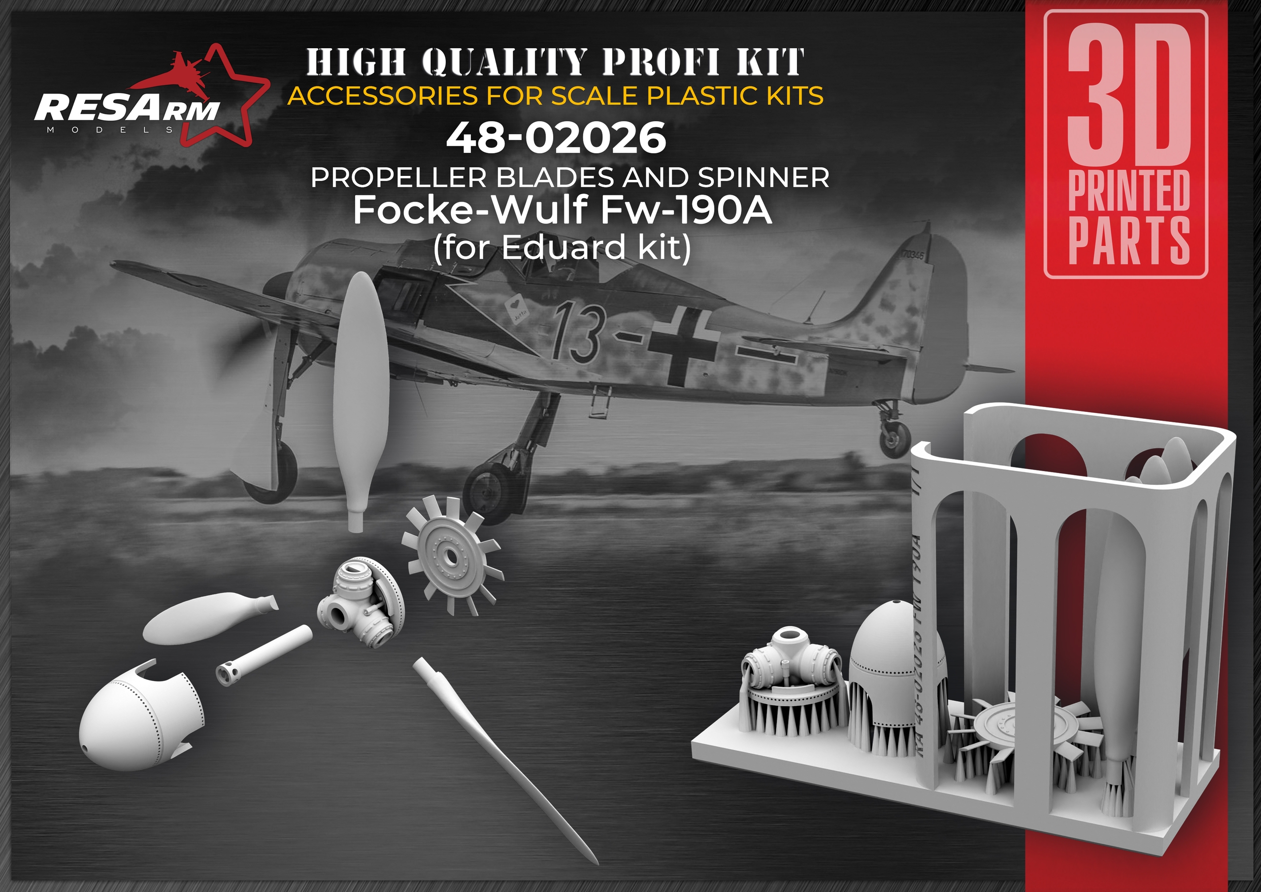 Additions (3D resin printing) 1/48 The blades and the fairing of the Focke‑Wulf Fw‑190A propeller (RESarm)