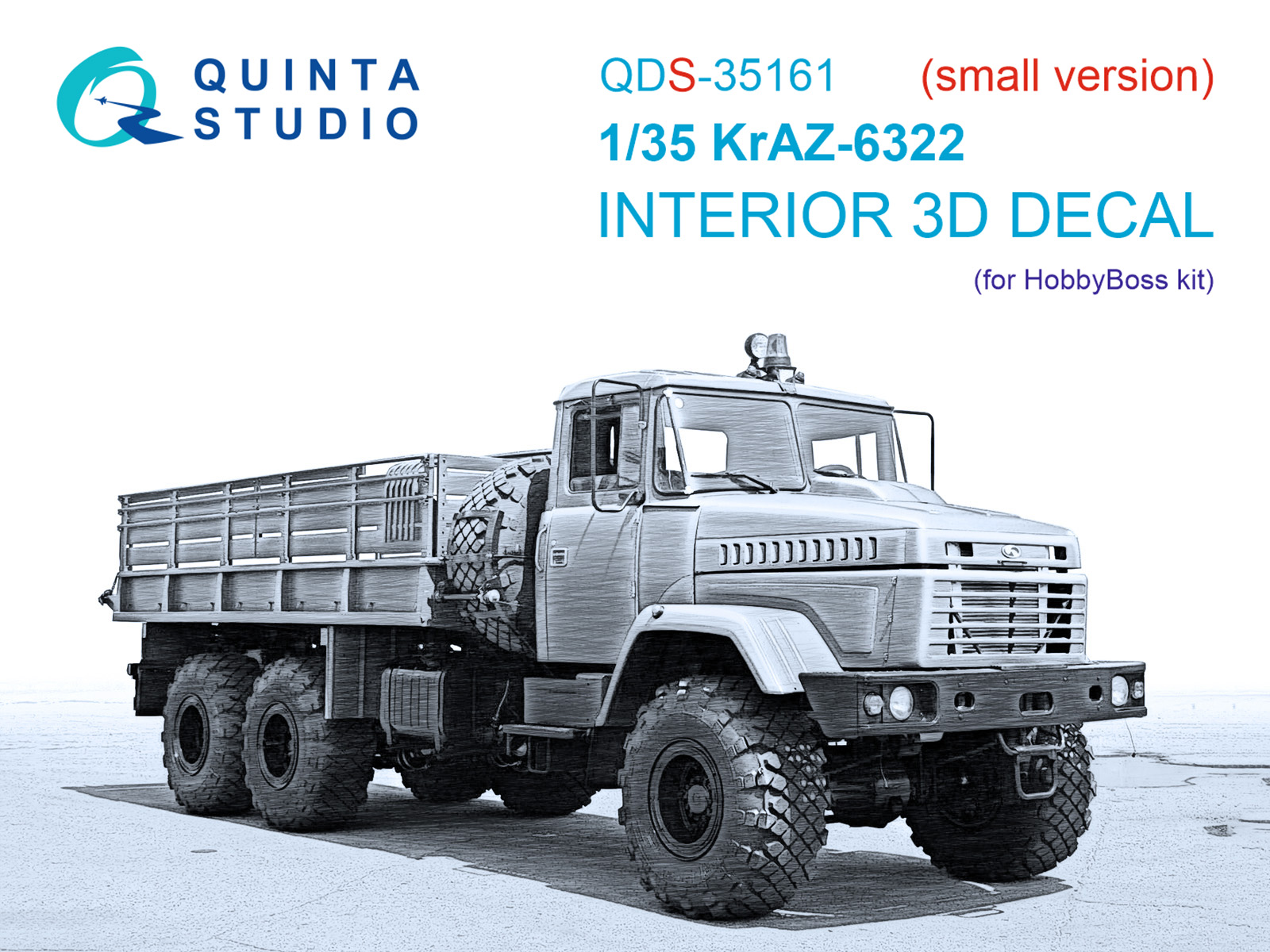 KrAZ-6322 3D-Printed & coloured Interior on decal paper (HobbyBoss) (Small version)