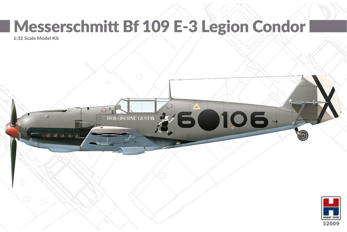 Model kit 1/32      Messerschmitt Bf-109E-3 Legion Condor Dragon + Cartograf + Masks   (Hobby 2000)