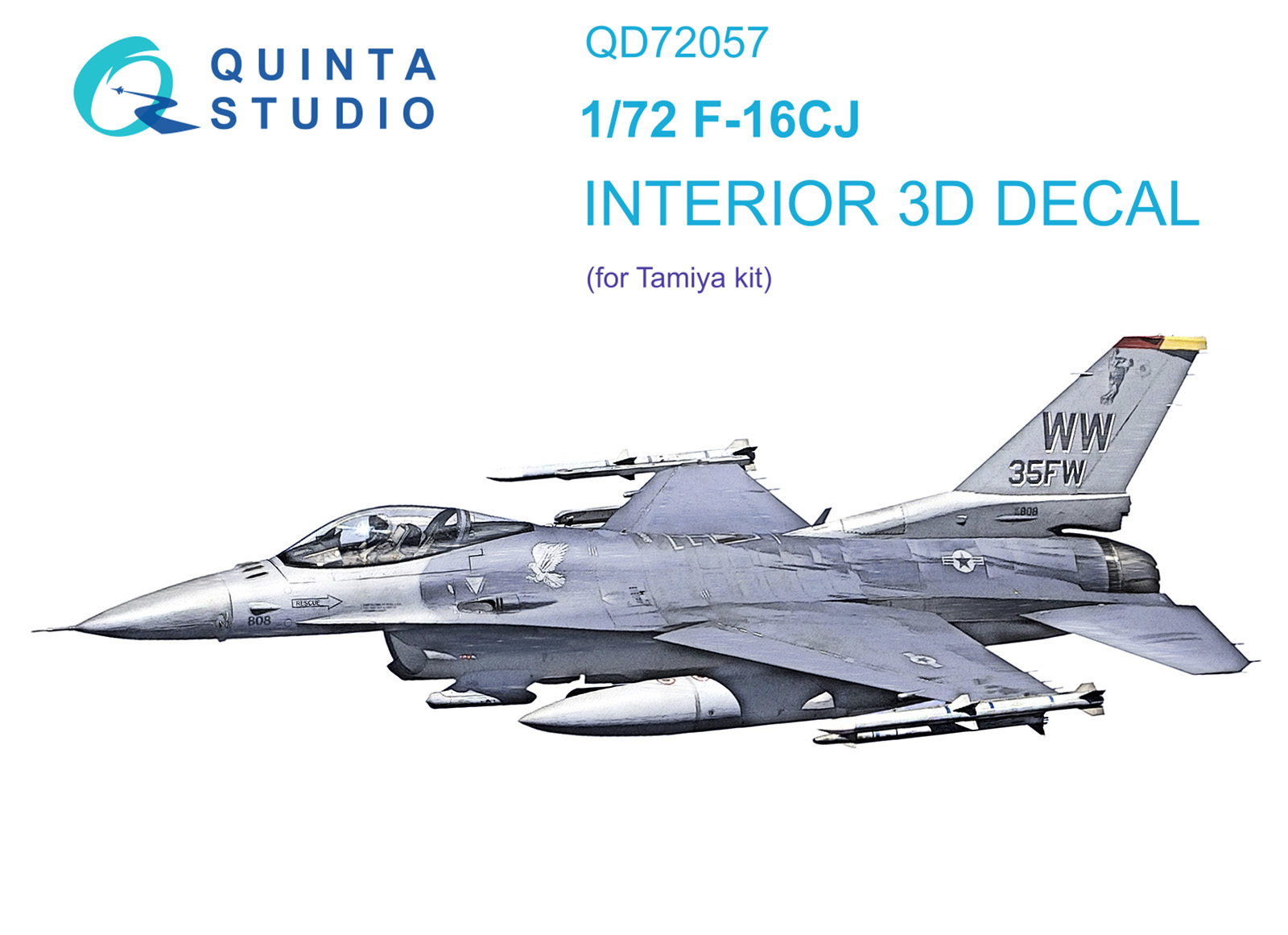 F-16CJ 3D-Printed & coloured Interior on decal paper (Tamiya)