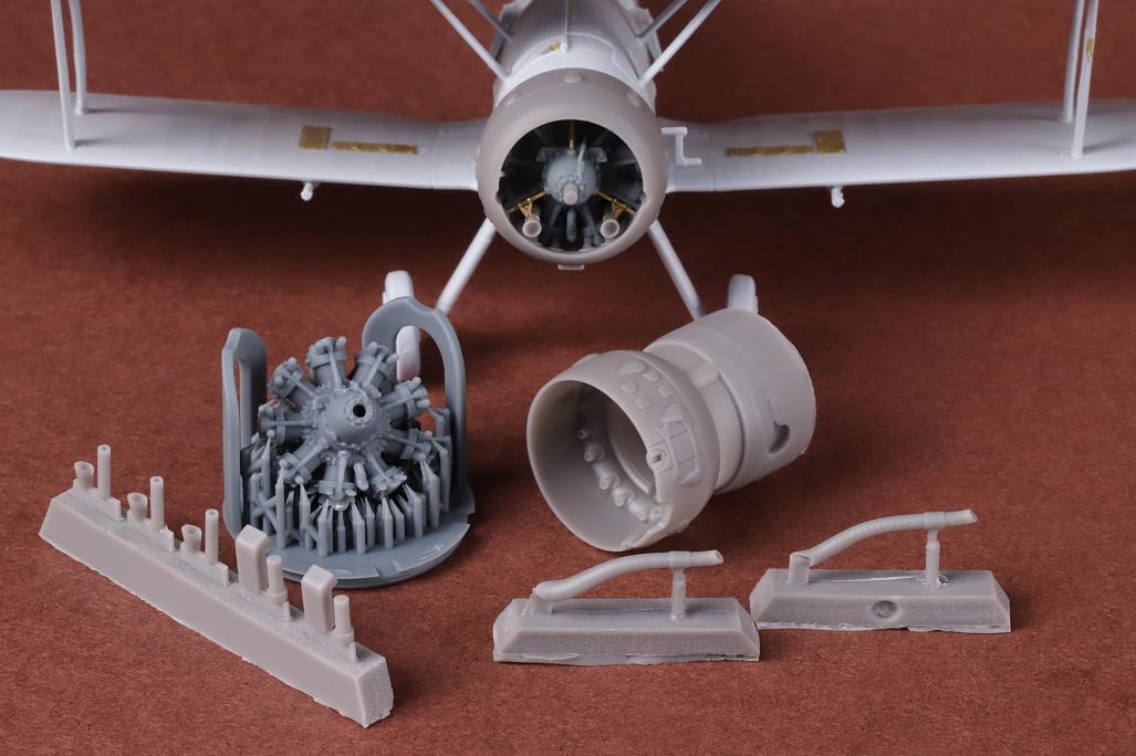Additions (3D resin printing) 1/72 Gloster Gladiator engine & cowling set (designed to be used with Airfix kits)
