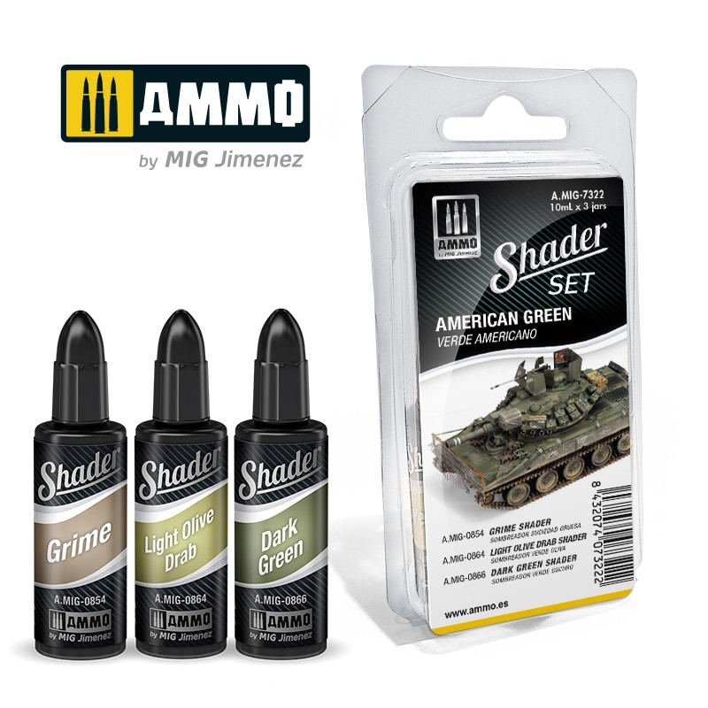 SHADER Set American Green (Ammo Mig) (3x10ml) 