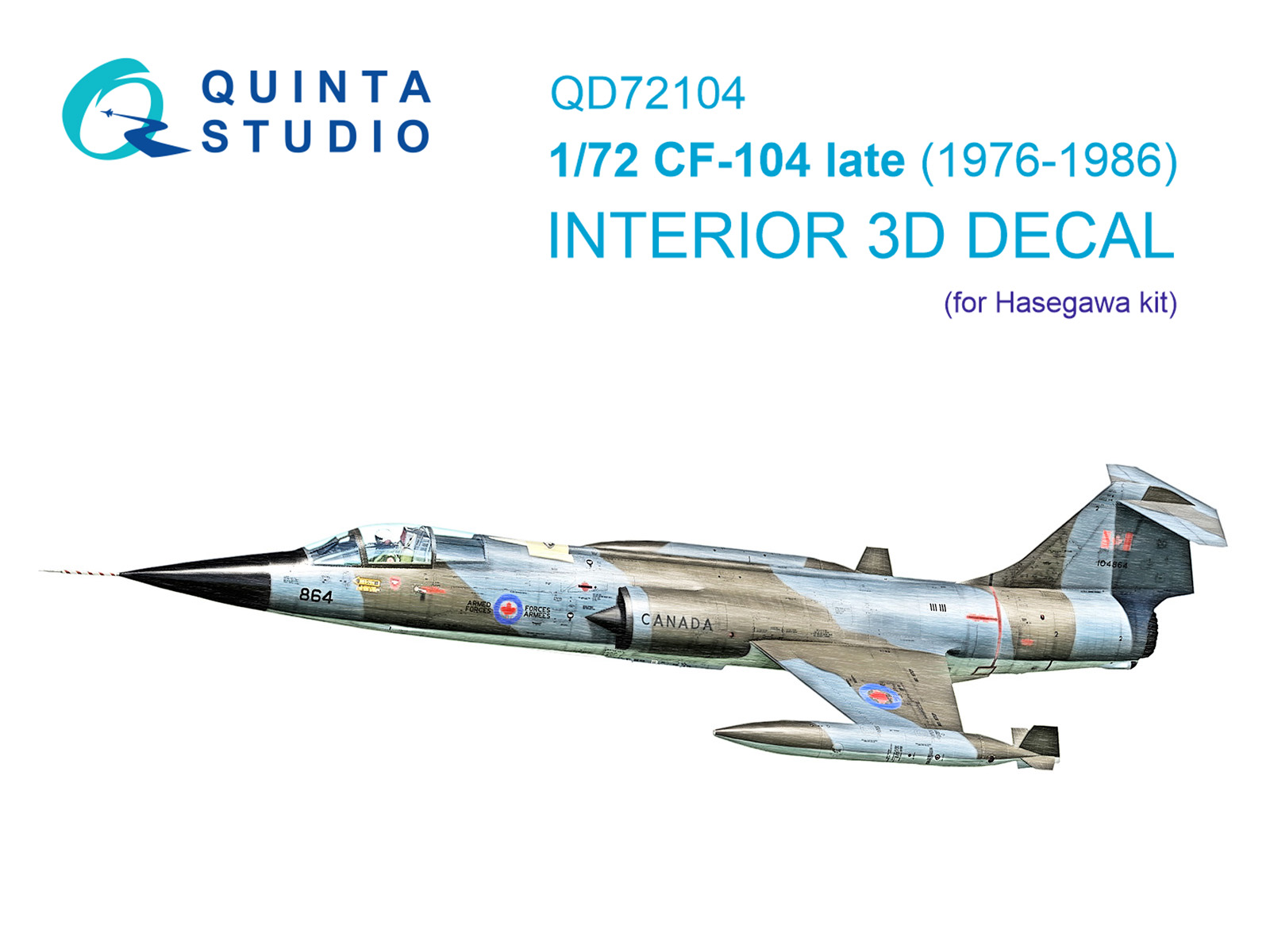CF-104 late 3D-Printed & coloured Interior on decal paper (Hasegawa)