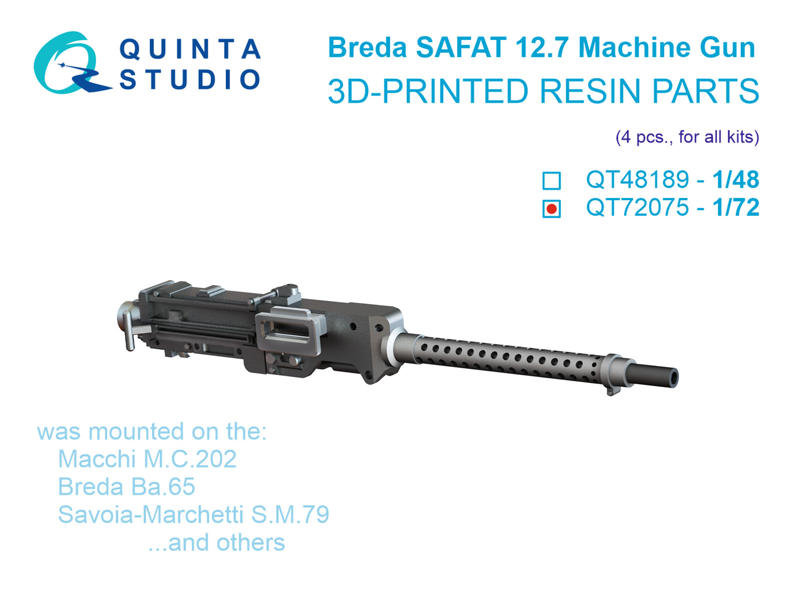 Breda SAFAT 12.7, WWII Italian Machine Gun, 4 pcs (for all kits)