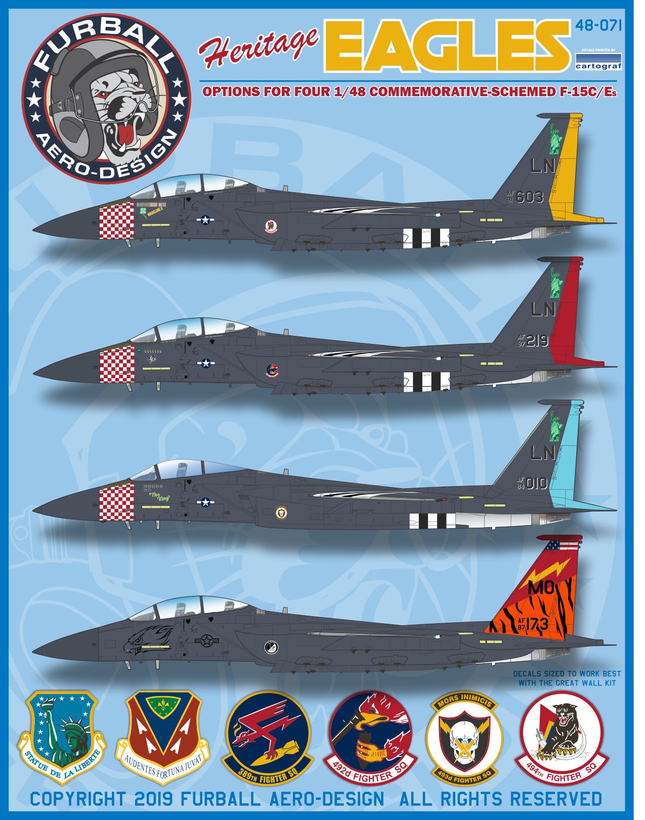 Decal 1/48 McDonnell F-15C/F-15E Heritage Eagles' (Furball Aero-Design)