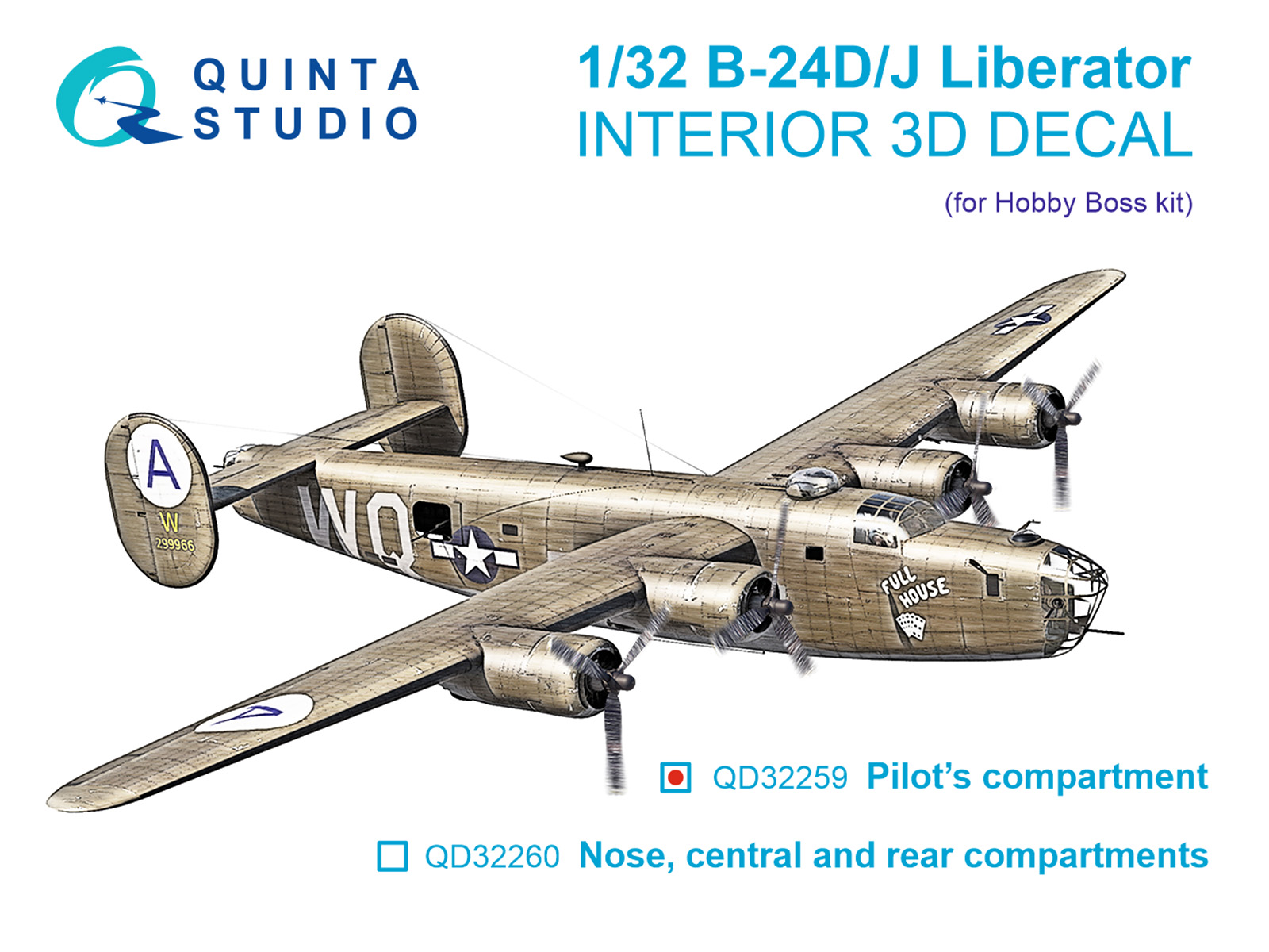B-24D/B-24J Liberator, Pilot's compartment 3D-Printed & coloured Interior on decal paper (Hobby Boss)