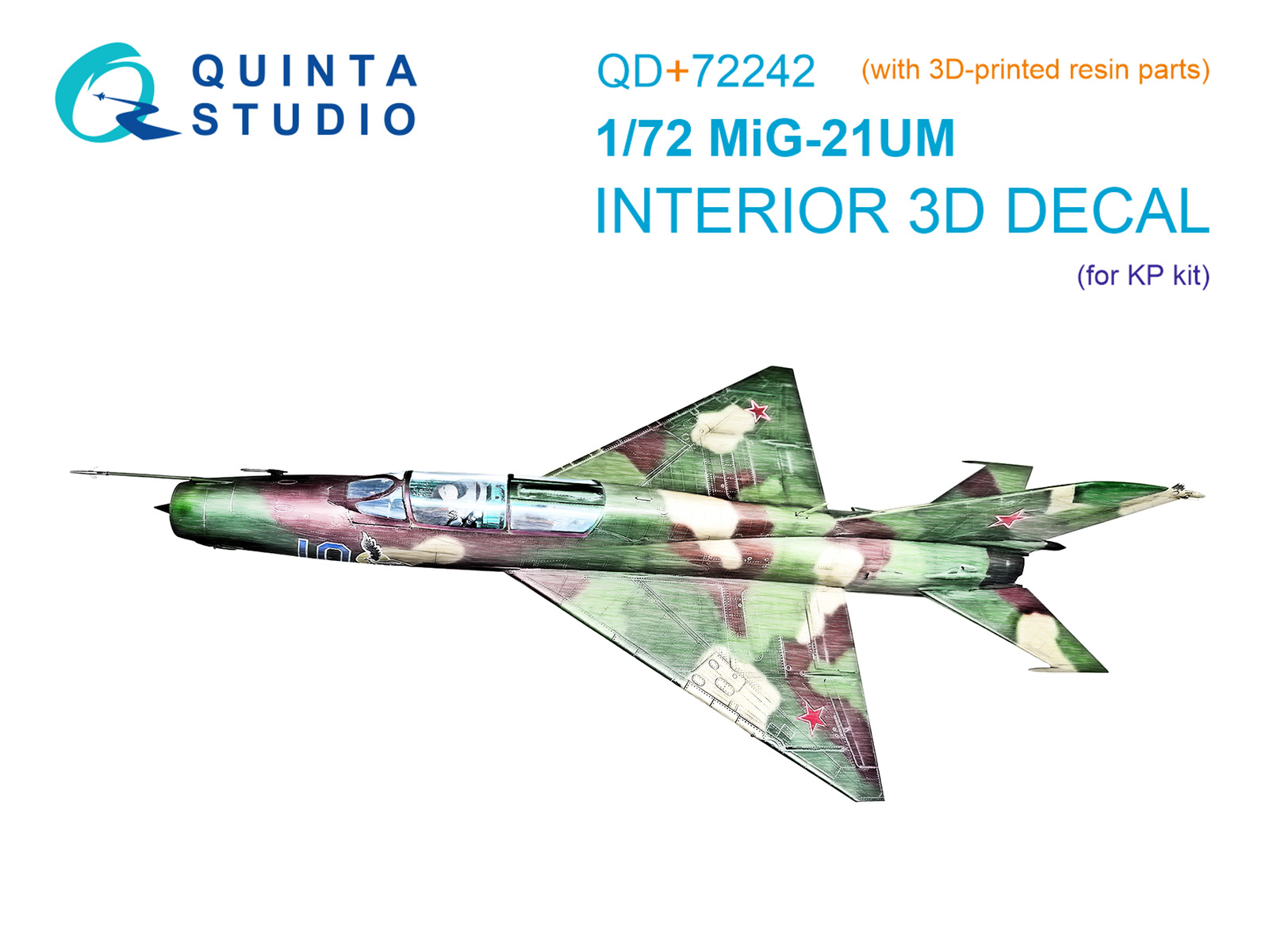 MiG-21UM 3D-Printed & coloured Interior on decal paper (KP) (with 3D-printed resin parts)