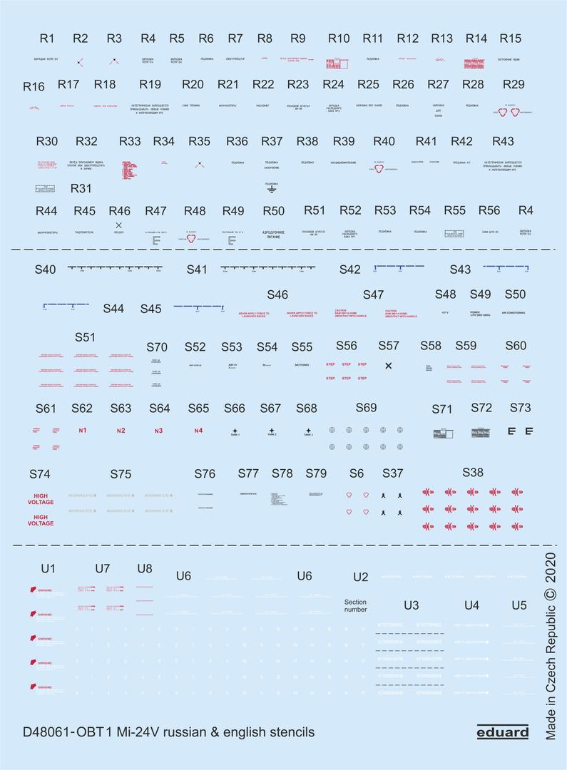 Decal 1/48 Mi-24V stencils Russian&English (ZVE)