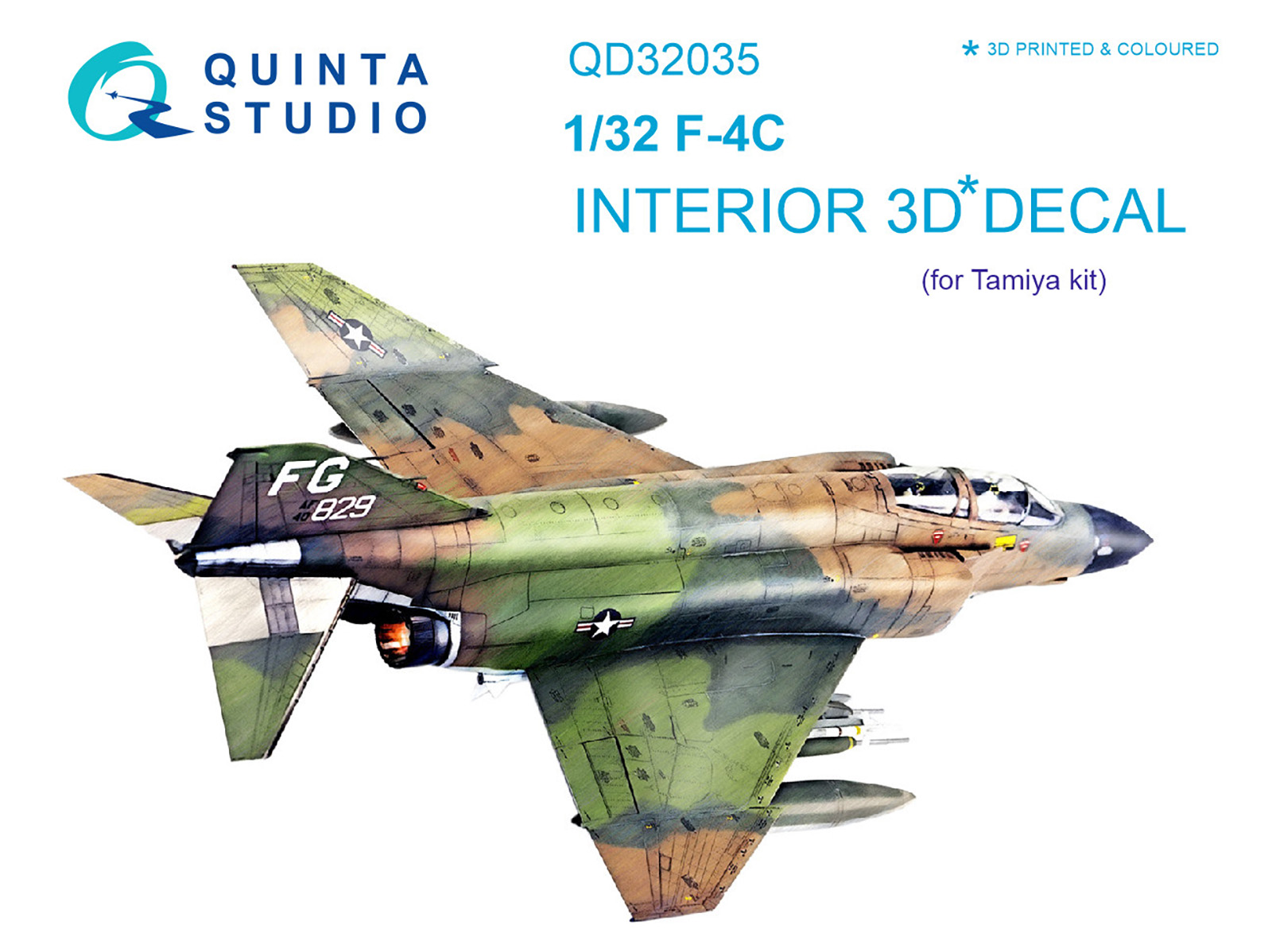 F-4C 3D-Printed & coloured Interior on decal paper (for Tamiya kit)