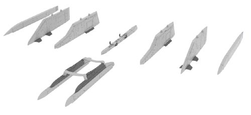 Additions (3D resin printing) 1/48 Lockheed F-104 Starfighter pylons (designed to be used with Hasegawa kits)