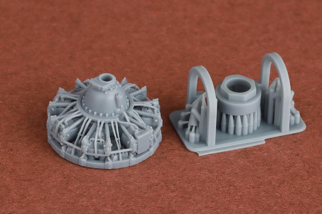 Additions (3D resin printing) 1/72 Grumman F4F-4 Wildcat engine & exhaust set Arma Hobby
