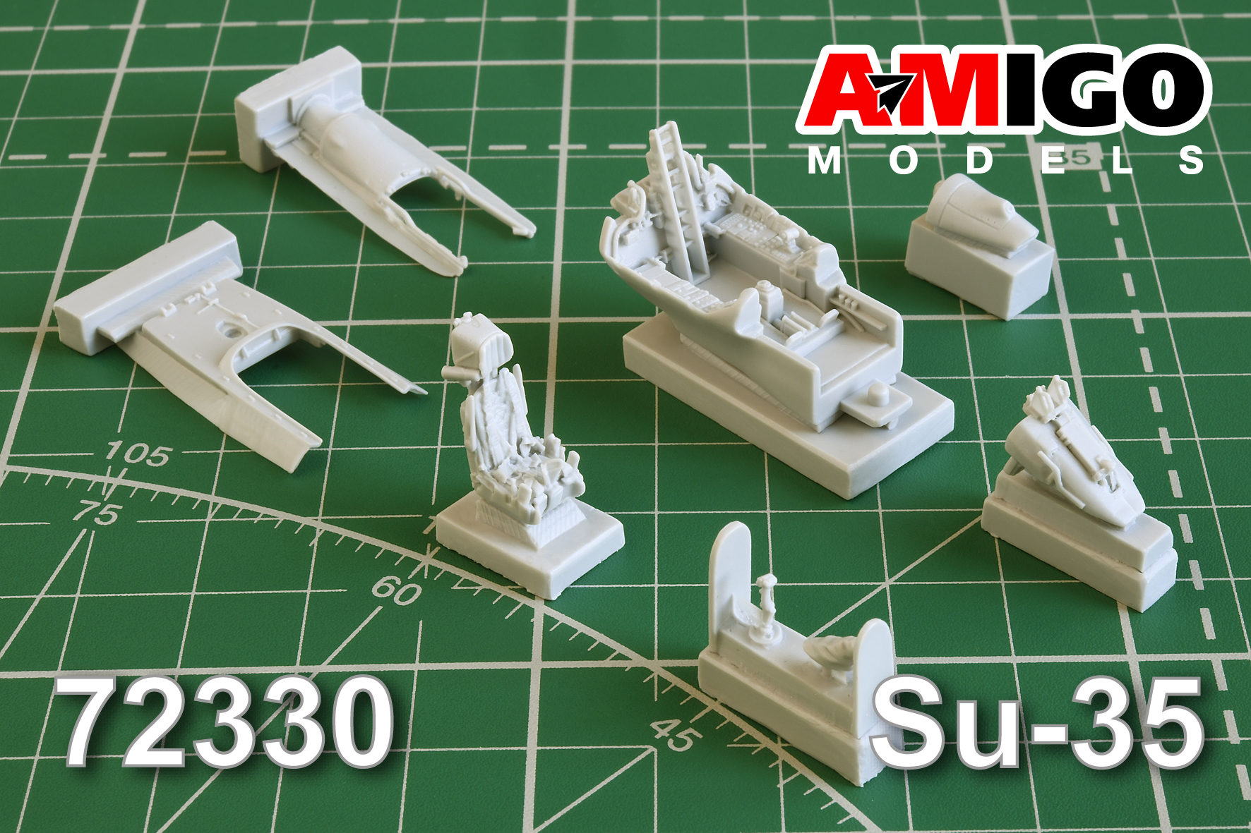Additions (3D resin printing) 1/72 Su-35 aircraft cockpit with K-36D-5 ejection seat (Amigo Models) 