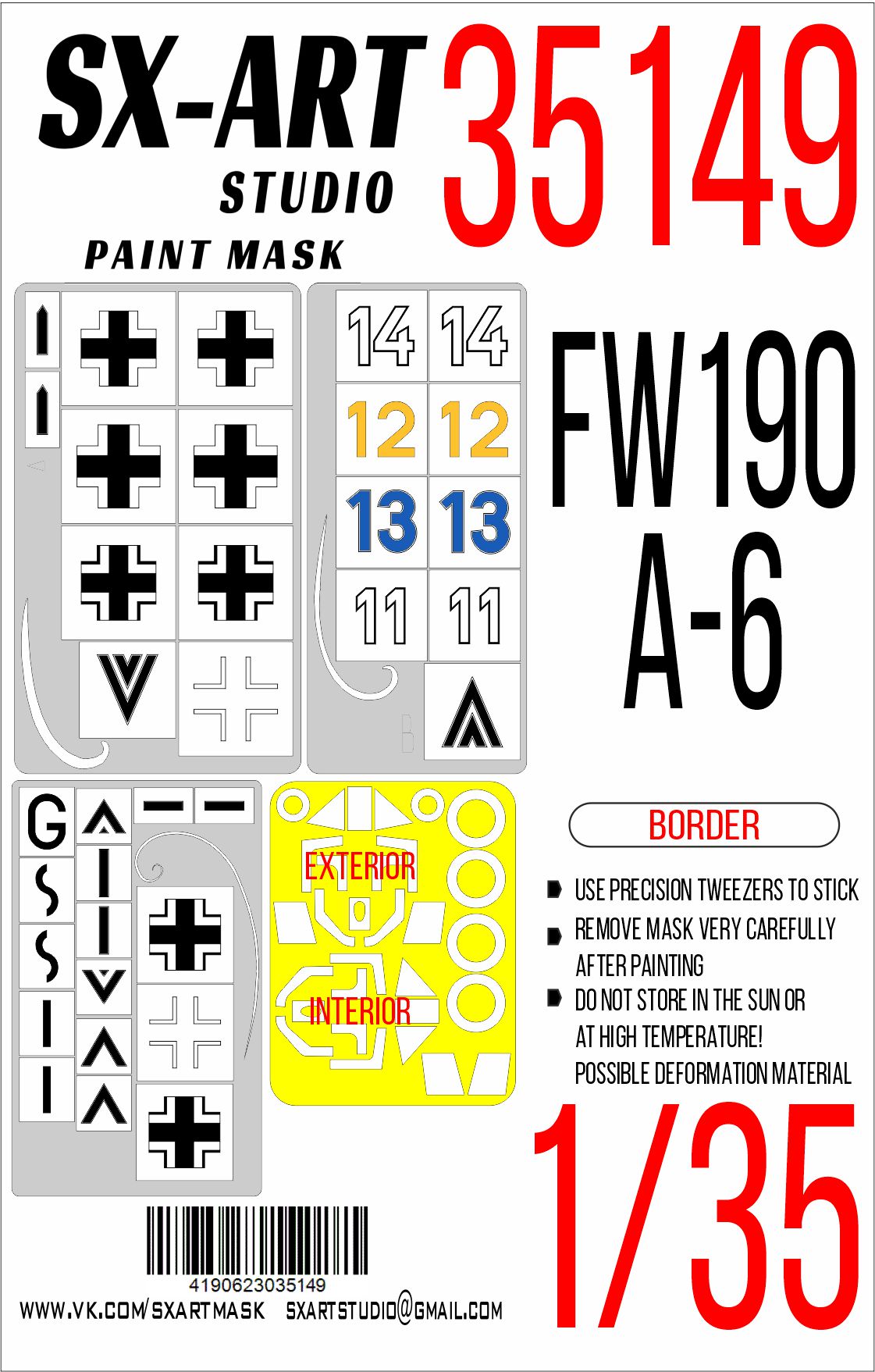 Paint Mask 1/35 Fw 190A-6 (Border) MAX + insignia and markings masks