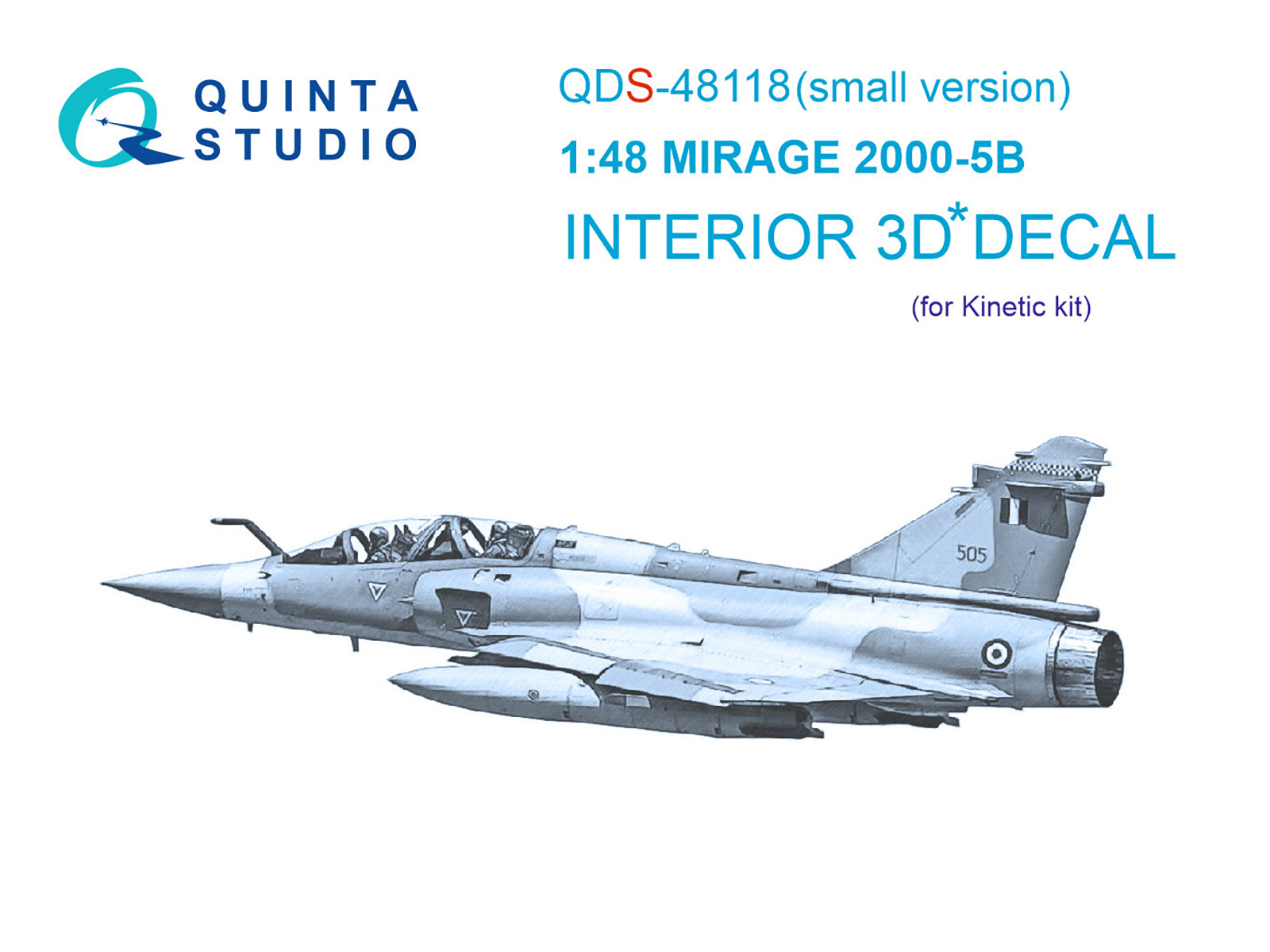 Mirage 2000-5B 3D-Printed & coloured Interior on decal paper (Kinetic) (Small version)