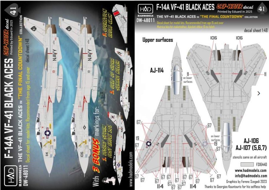 Decal 1/48 Decal F-14A VF-41 Black Aces (dry-water) (HAD)