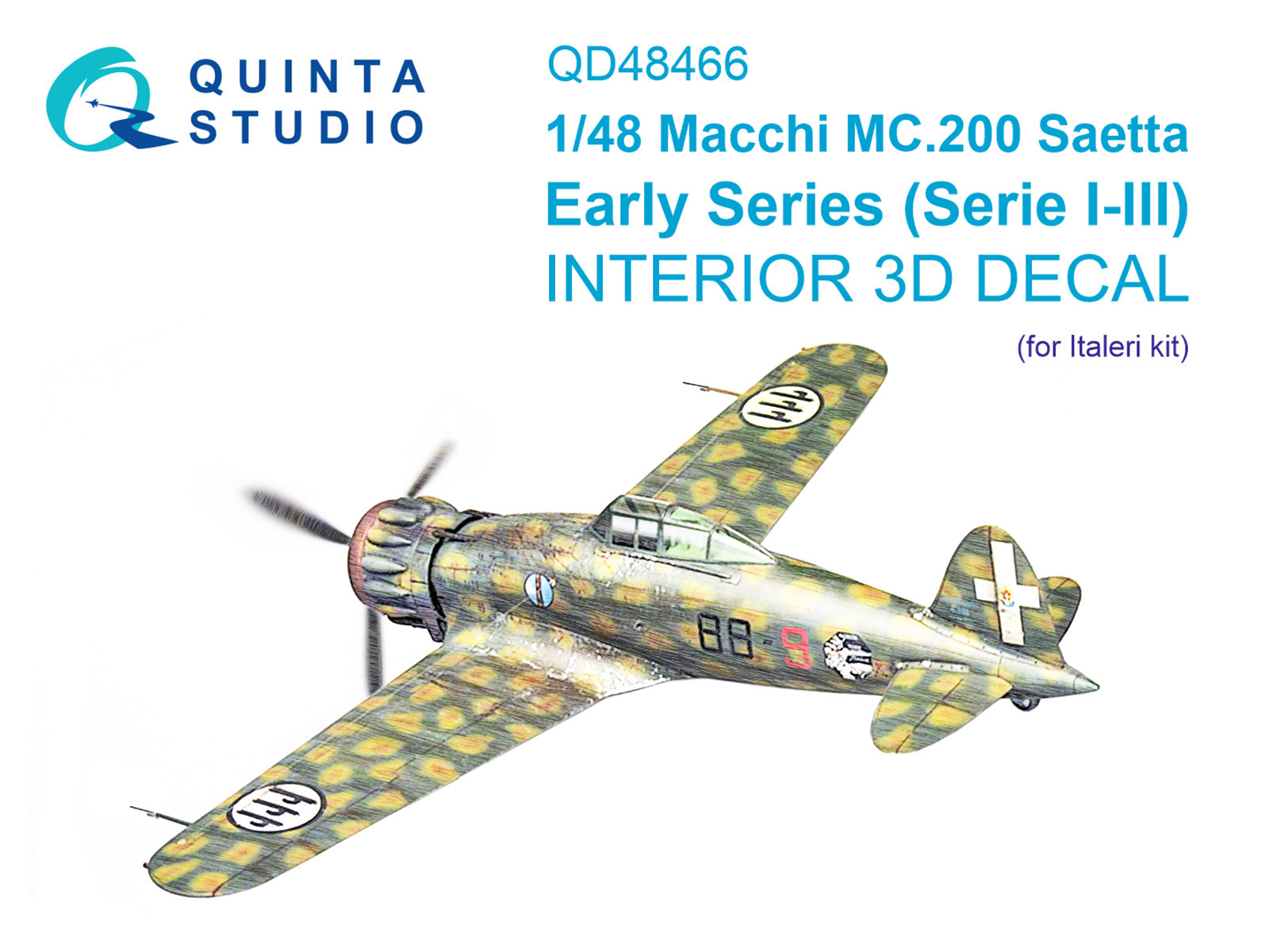 Macchi MC.200 Saetta (Early) 3D-Printed & coloured Interior on decal paper (Italeri)