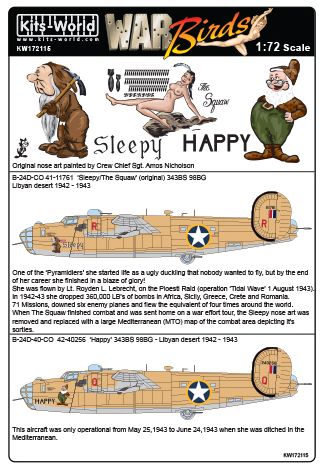 Decal 1/72 Consolidated B-24D Liberator 343 BS 98 BG - CO 42-40256 'Happy'  (Kits-World)