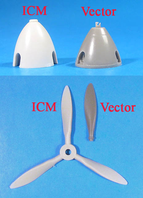 Additions (resin parts) 1/48 Yak-7/9 early corrected prop & spinner (ICM kit) (Vector) 