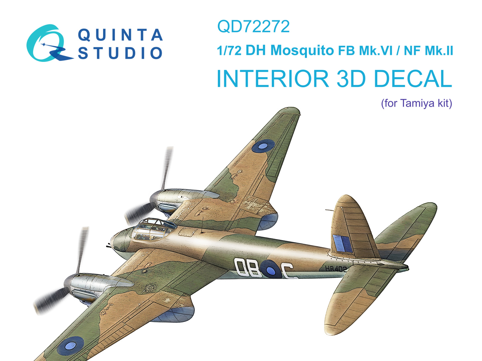 DH Mosquito FB Mk.VI/NF Mk.II 3D-Printed & coloured Interior on decal paper (Tamiya)