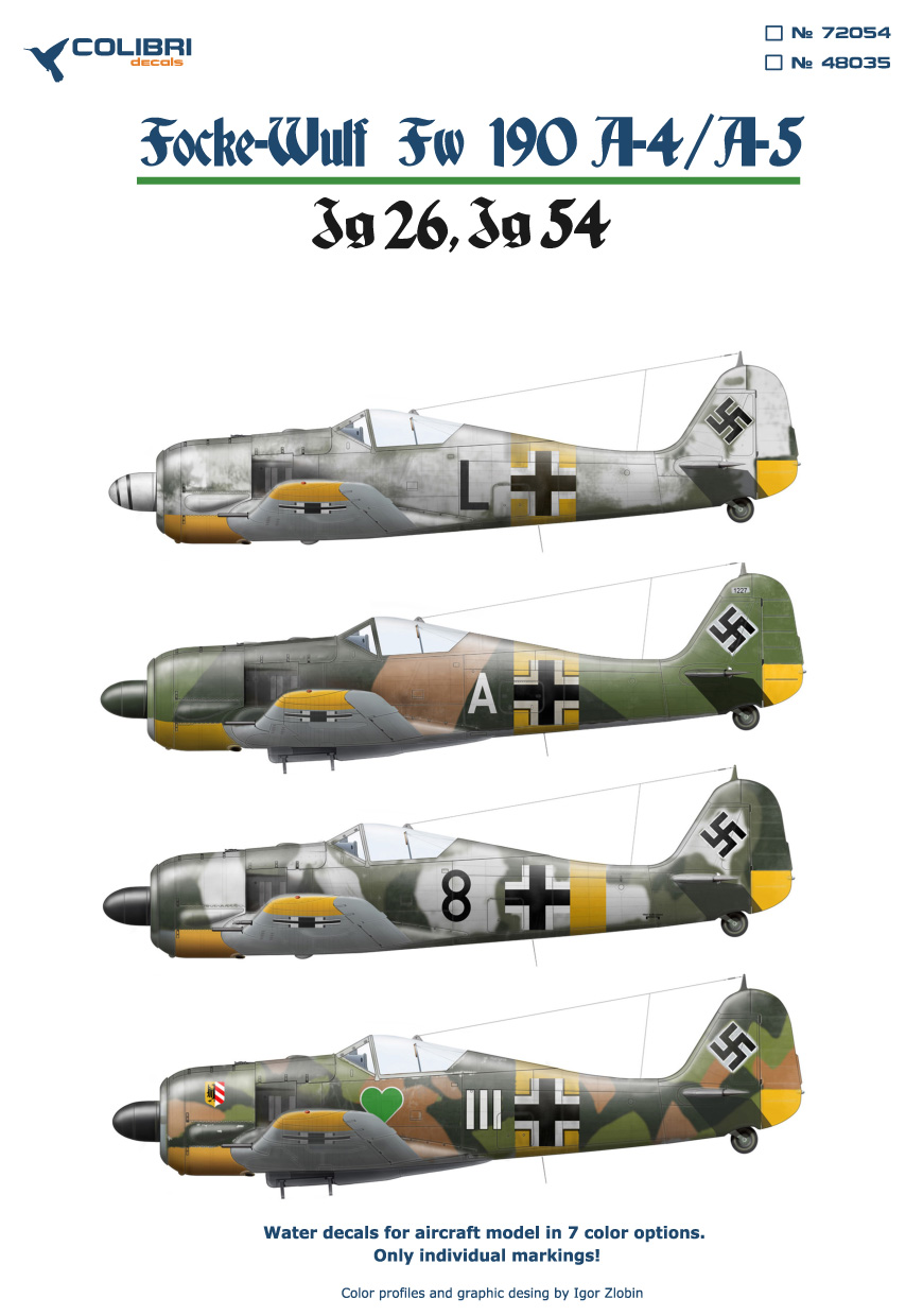 Decal 1/48 Fw-190 A4/А5 Jg 54-Jg 26 (Colibri Decals)
